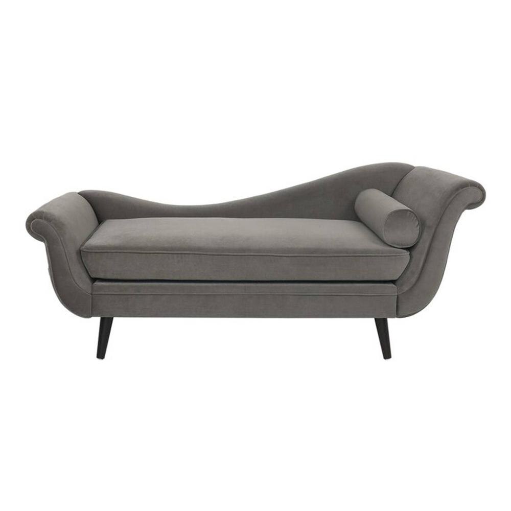 Kabera Velvet Chaise Launger in Grey Colour