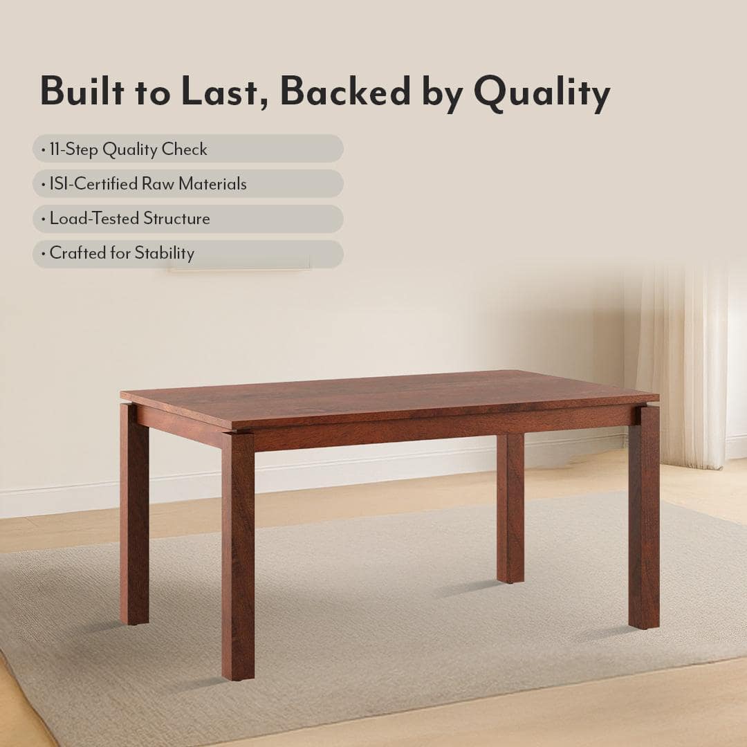 Atlas Solid Wood 6 Seater Compact Dining Table In Honey Finish