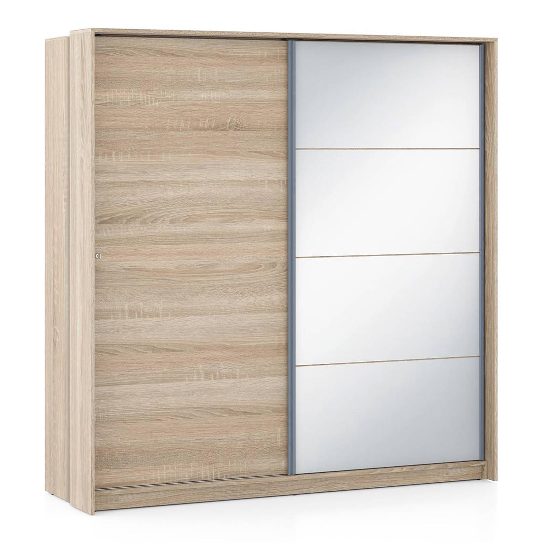 Loretta Sliding Door Wardrobe With Mirror in Sonoma Oak Finish