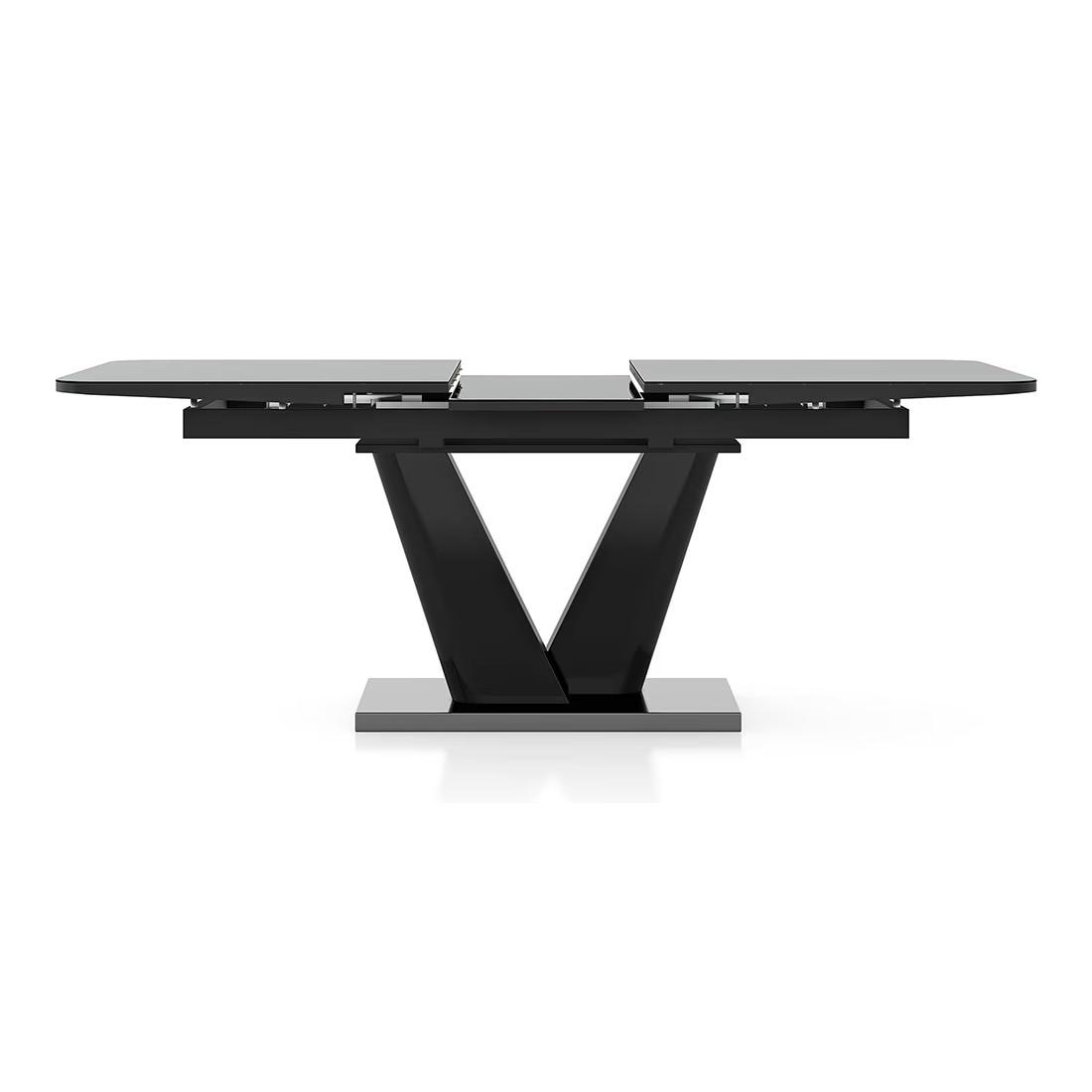 Caribu 6 to 8 Extendable Dining Table, Finish-Black marble color High Gloss with Set of 6 Casey Swivel Dining Chair in Dual Tone