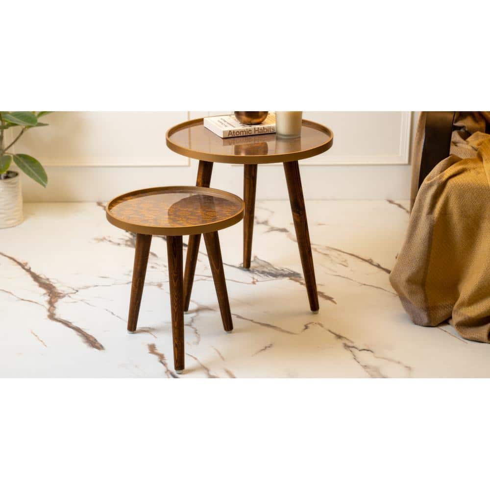 Bela Round Nesting Tables with Wooden Legs, Side Tables, Wooden Tables, Living Room Decor by A Tiny Mistake