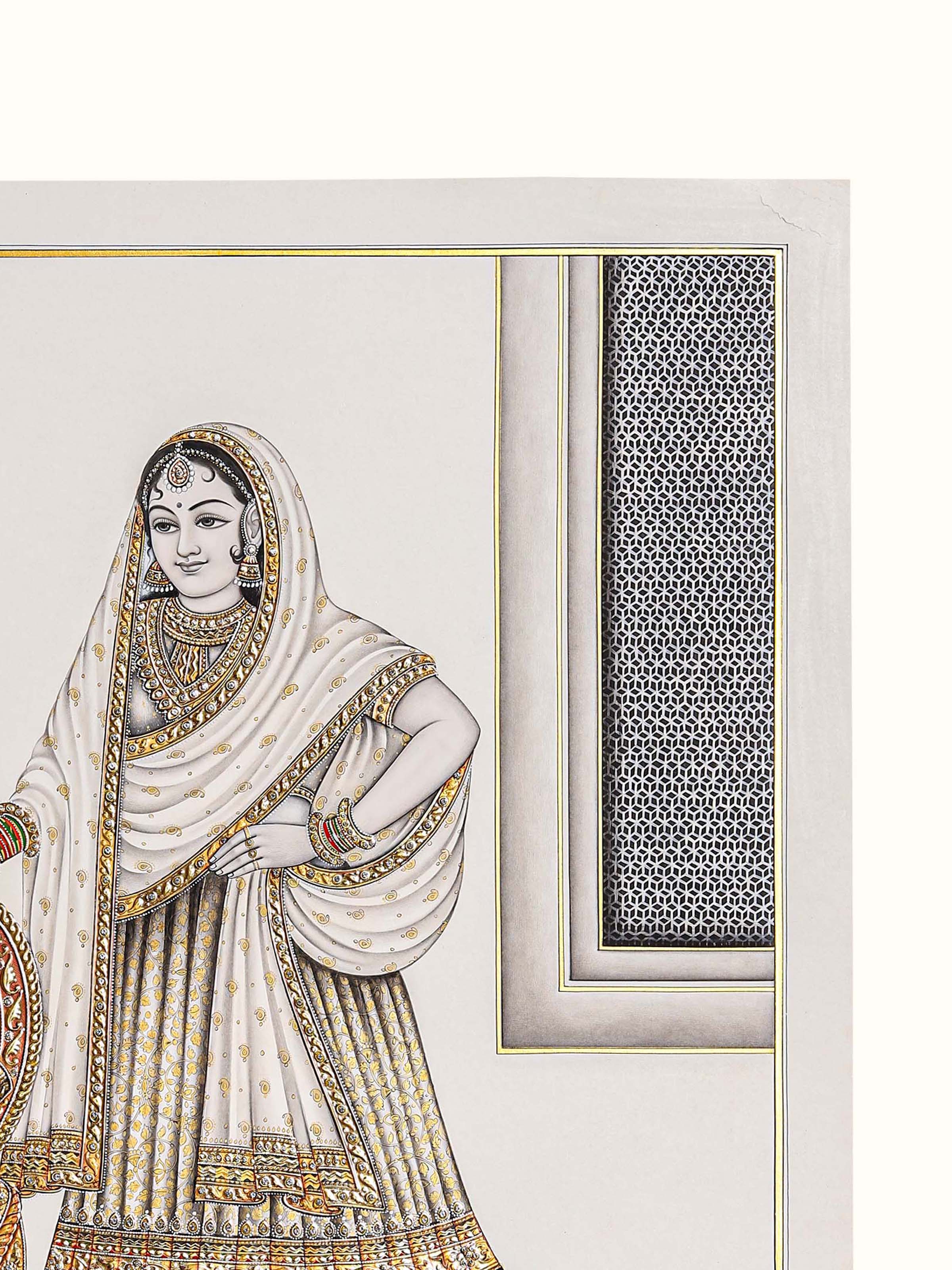 Raji-rani Miniature Real Gold Painting