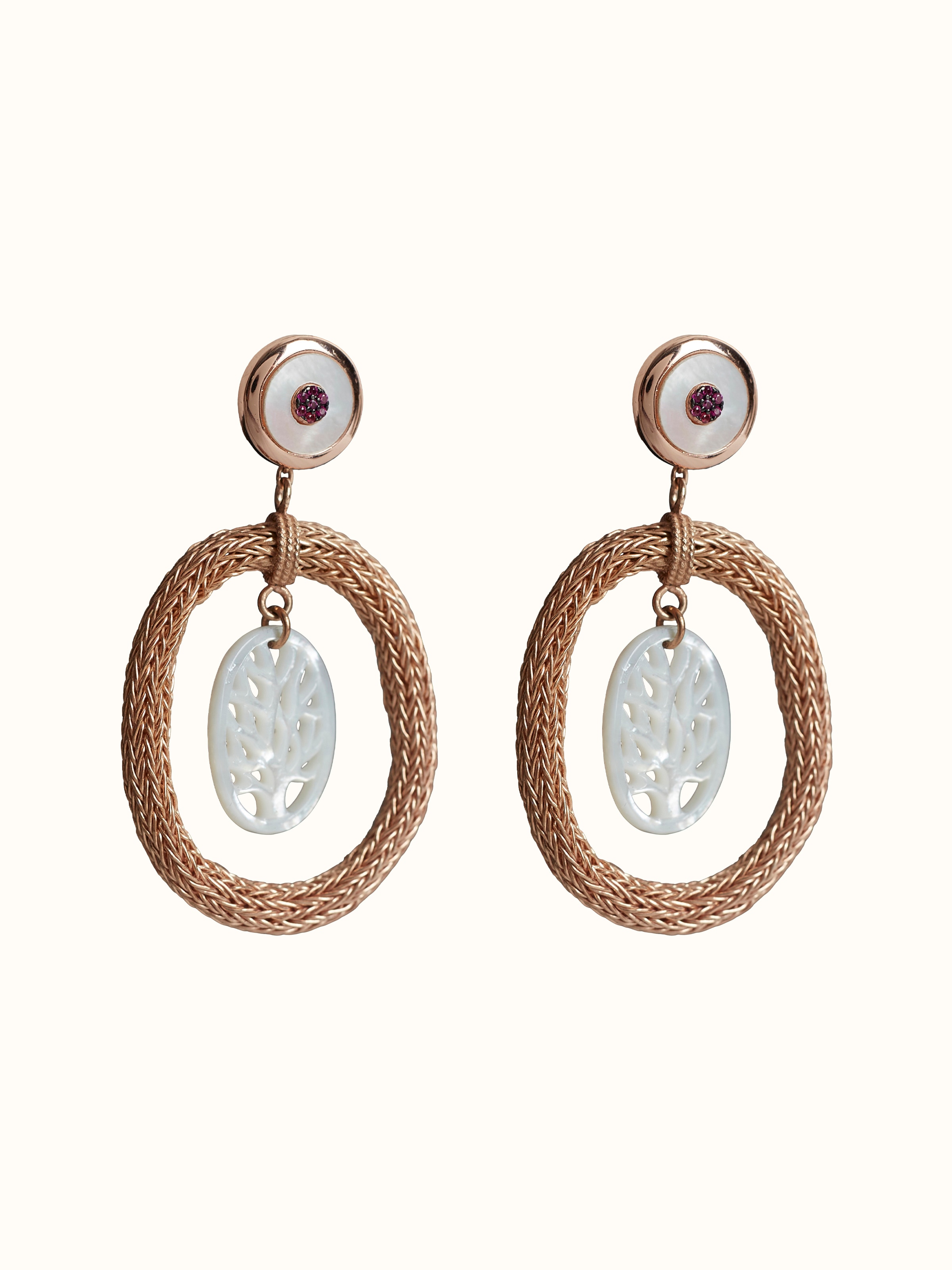 Angled view of Handmade Chain Silver Drop Earrings