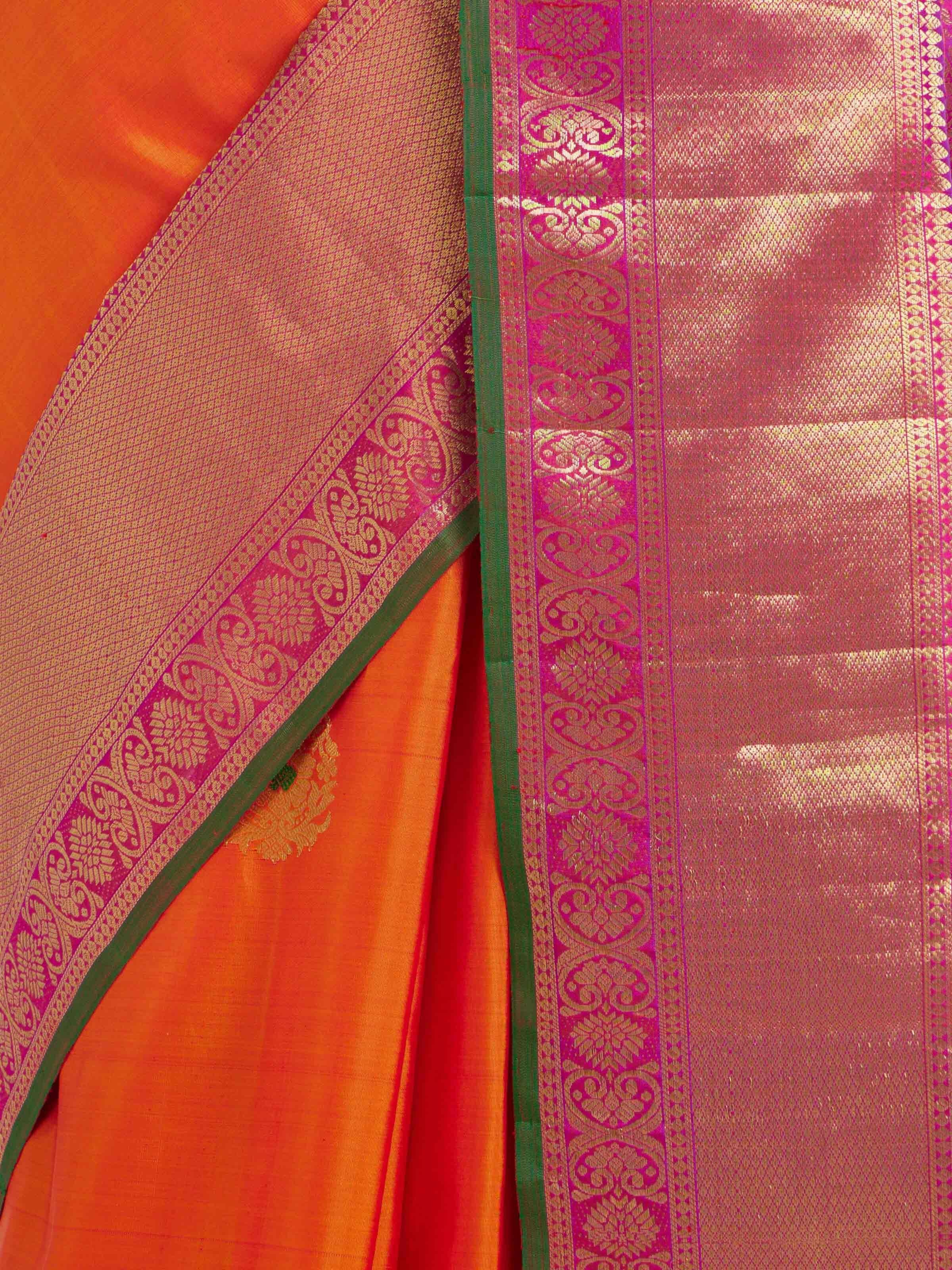 Orange Gadwal Silk Zari Saree