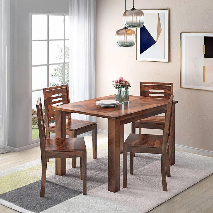 Capra Solid Wood Dining Chair Set Of 2 In Teak Finish