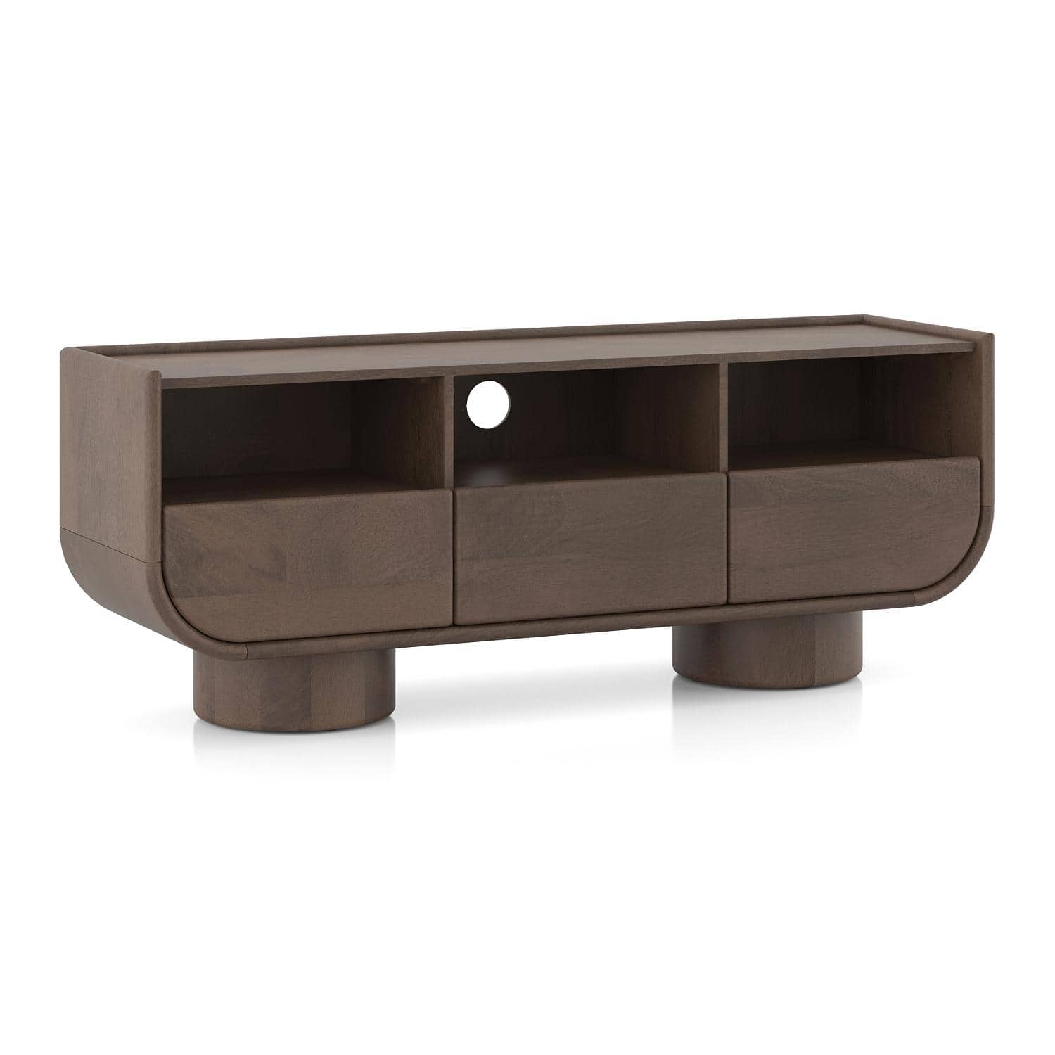 Nura Solid Wood TV Cabinet In Danish Walnut Finish