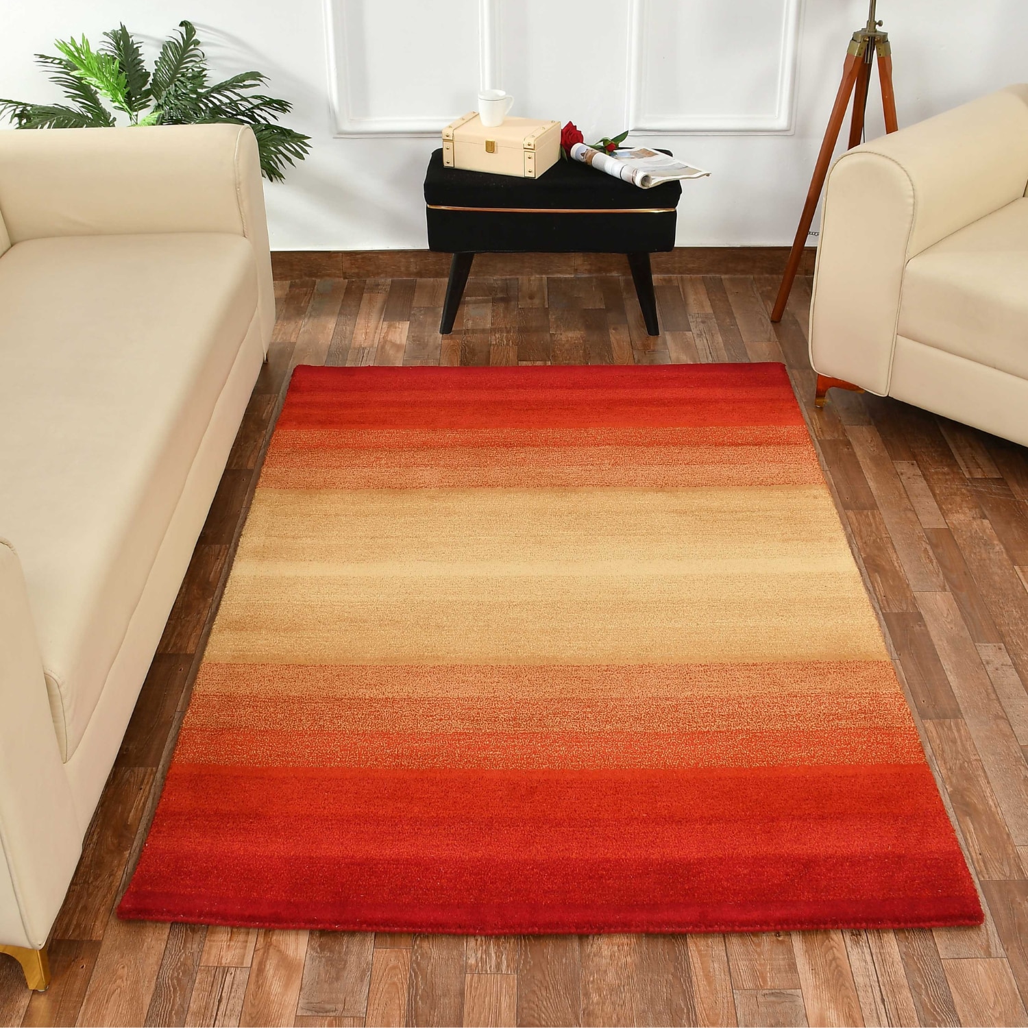 Presto Orange Solid Hand Tufted Wool Carpet 6X9 Feet - Presto