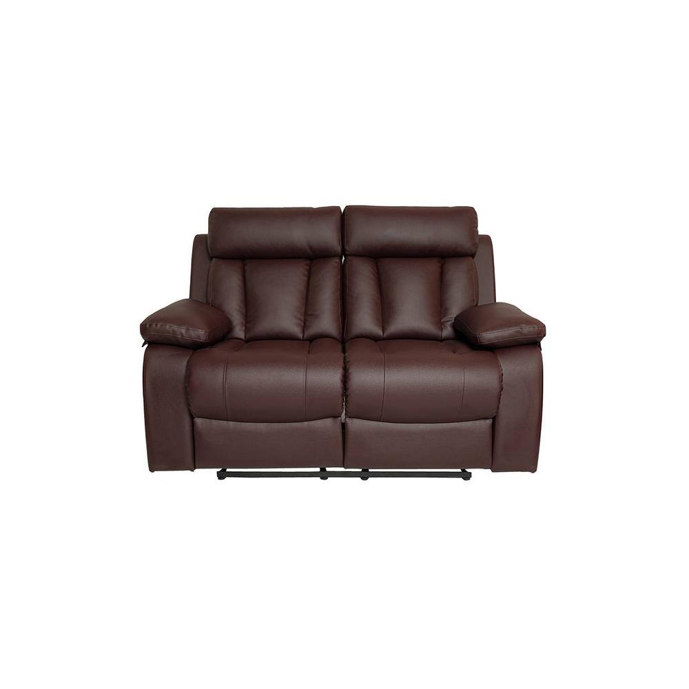 Magna Leatherette Two Seater Manual Recliner in Brown Colour