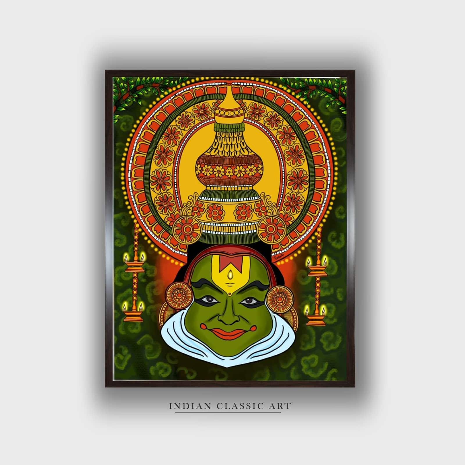 Kathakali Dancer Face Kerala Mural Canvas Wall Prints Canvas Wall Prints Set of 1 Multicolor Matte