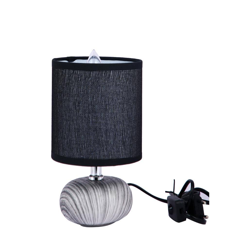 Black and White Cylindrical Table Lamp