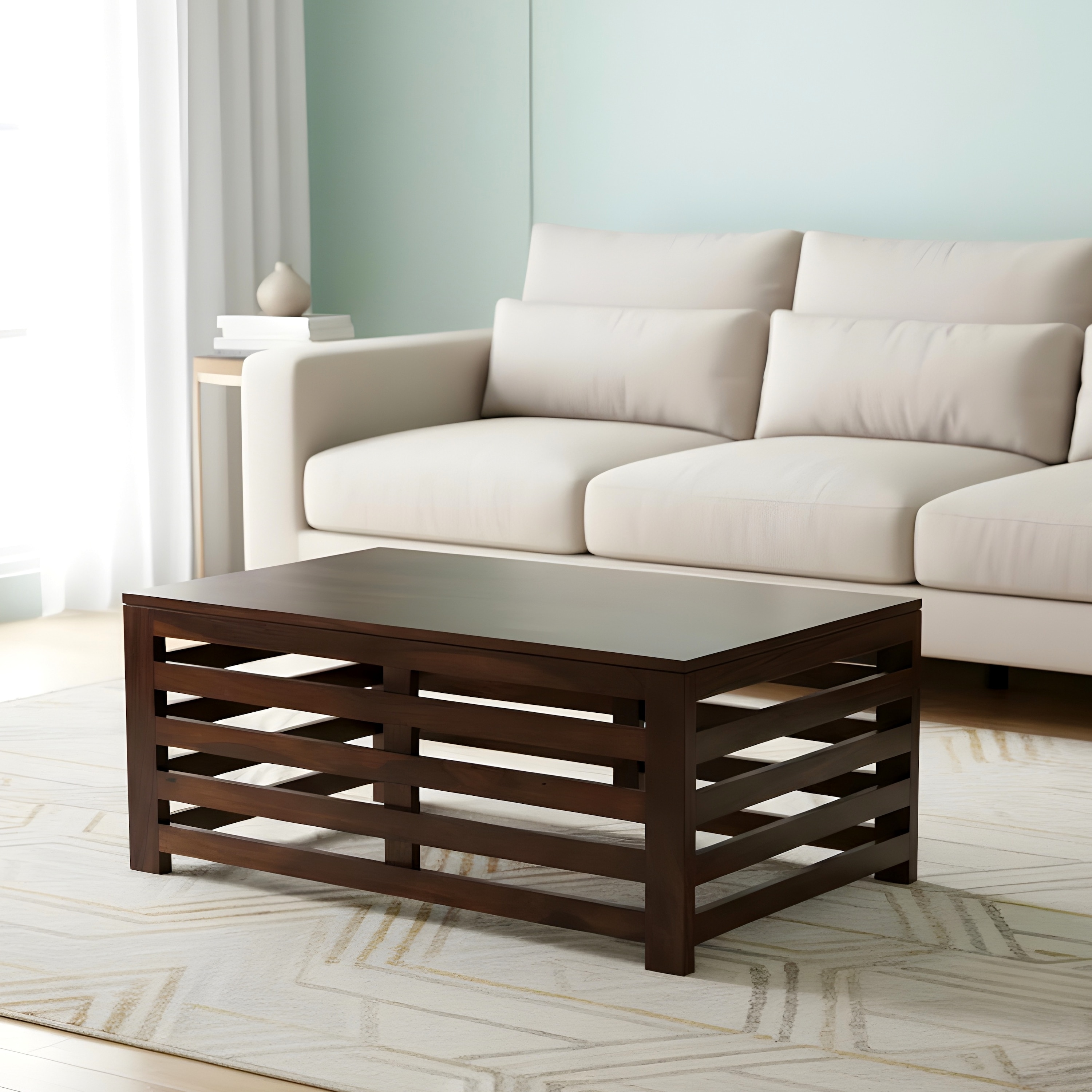 Erickson Sheesham Wood Coffee Table In Walnut Finish