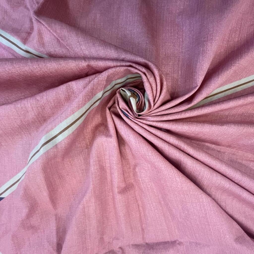 Pink Shade Geometric 400 TC Cotton Flat Super King Size Bedsheet With 2 Pilllow Covers