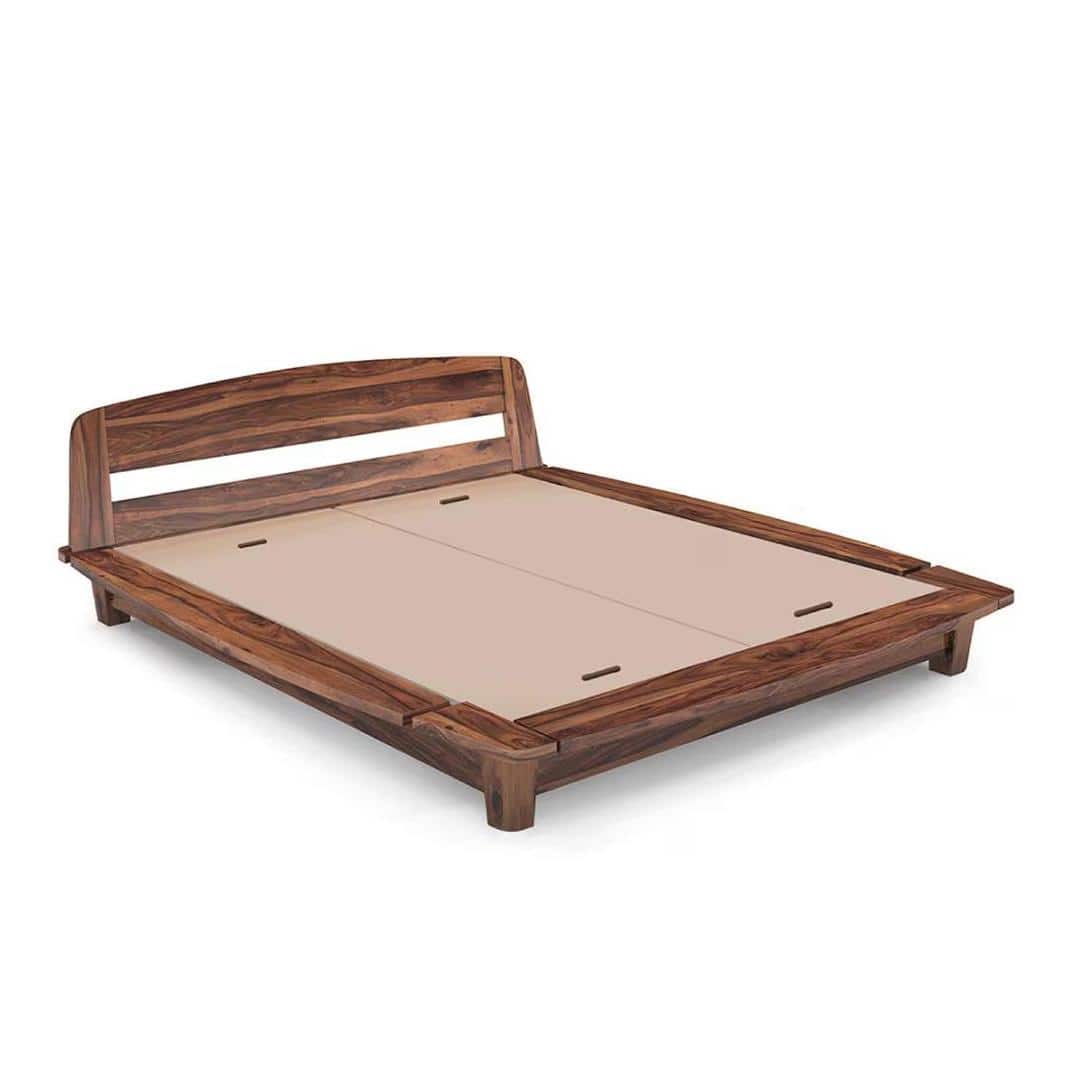 Tahiti Solid Wood Queen Size Bed In Teak Finish