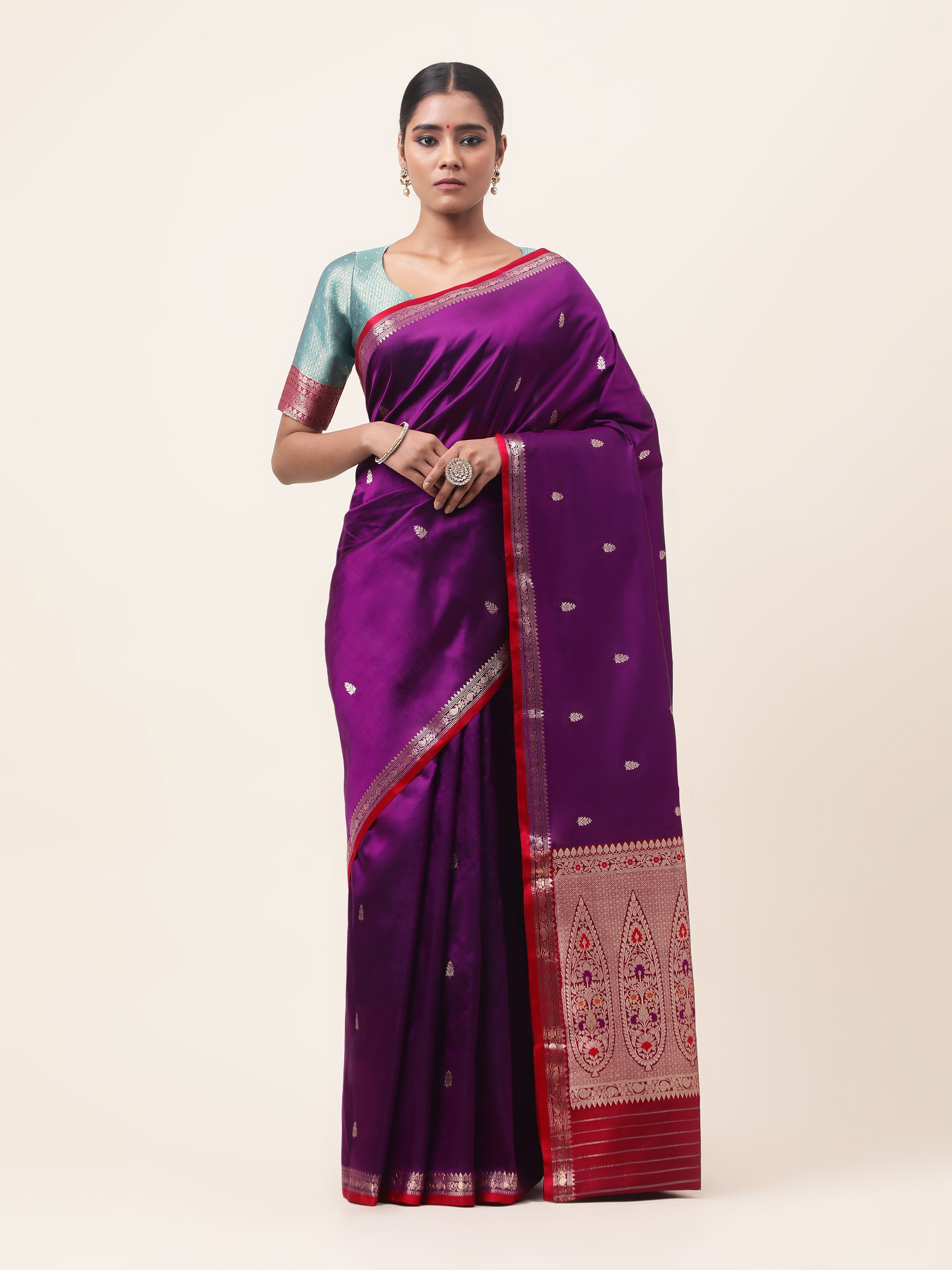 Purple Mulberry Katan Silk Banarasi Saree