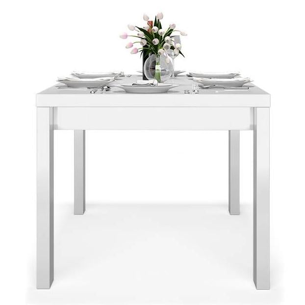 Kariba Engineered Wood Seater Dining Table In White High Gloss Finish