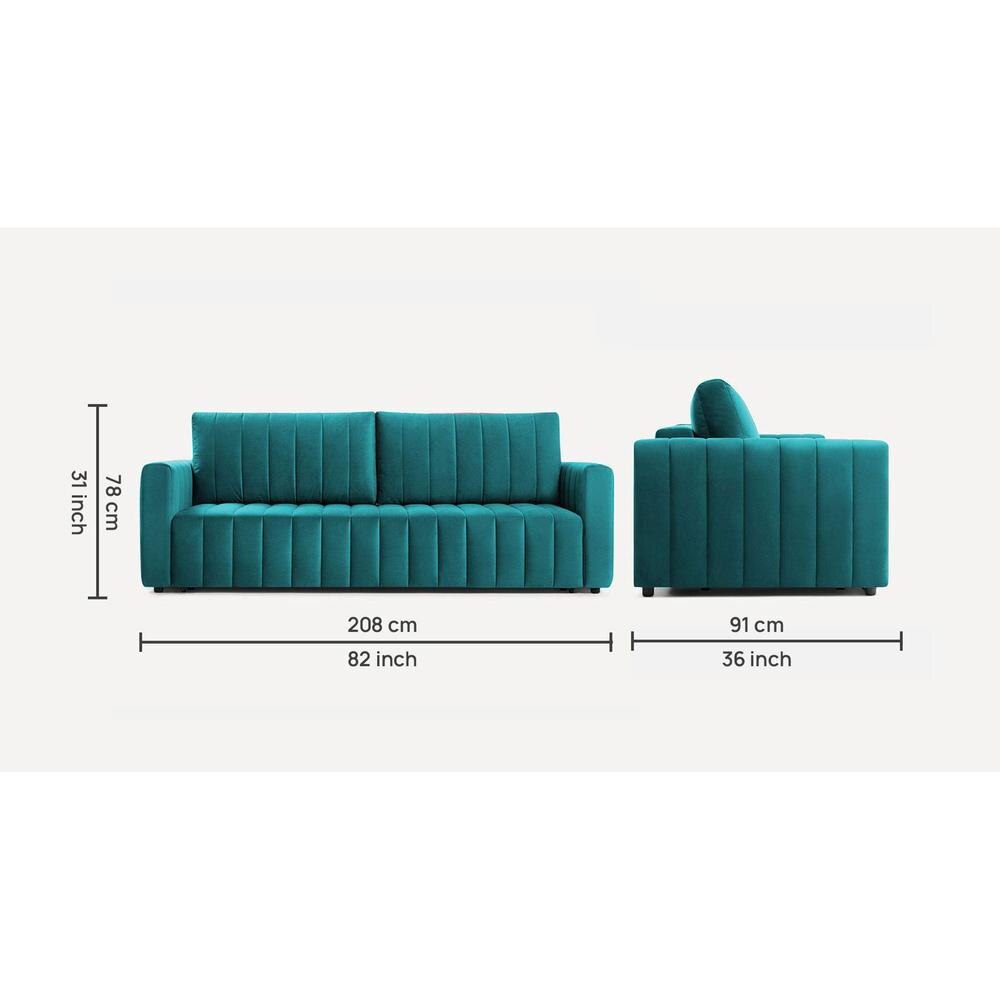 Beliss 3 Pull Out Sofa Cum Bed with storage In T Blue Colour