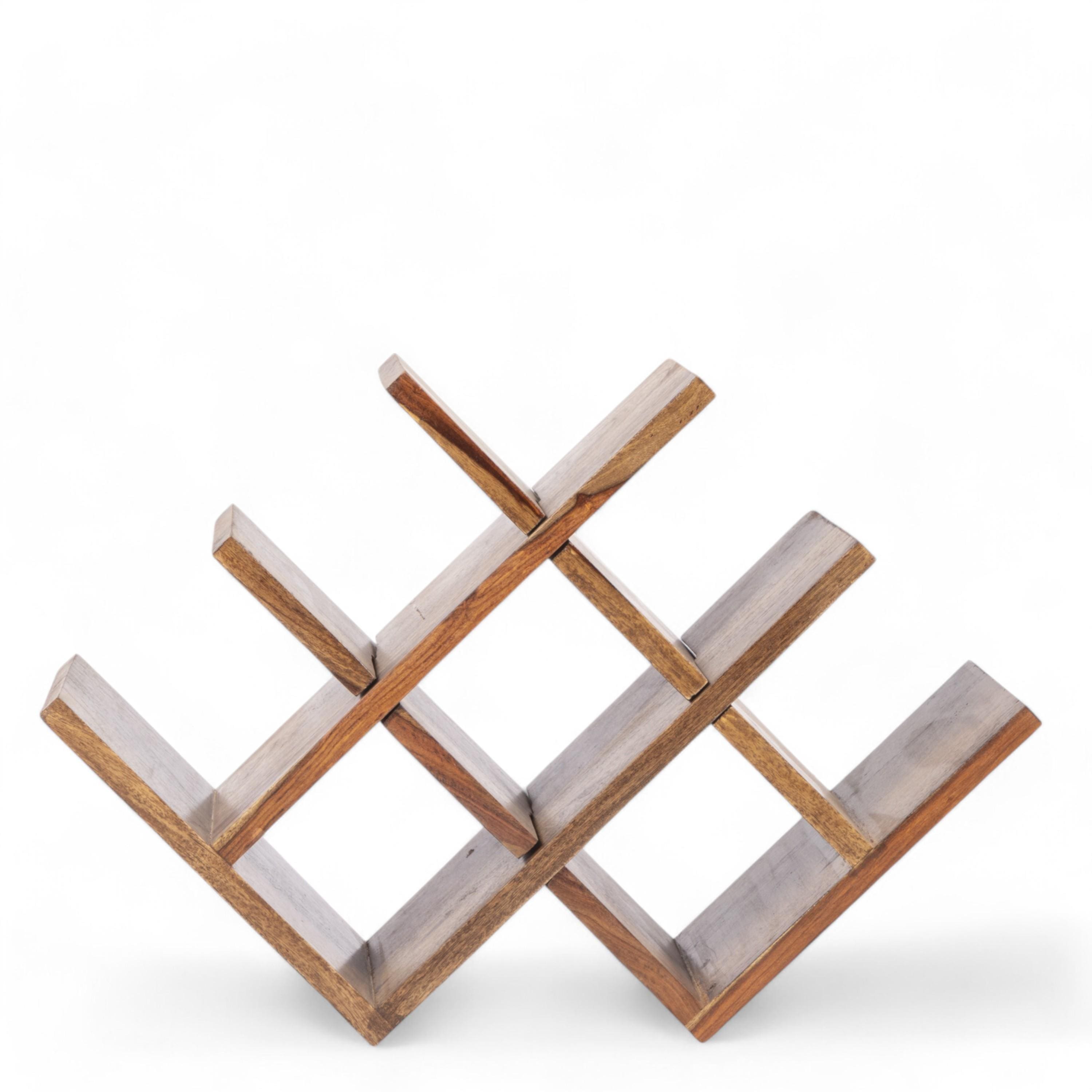 Kassel Sheesham Wood Wine Rack for 8 Bottles in Teak Finish