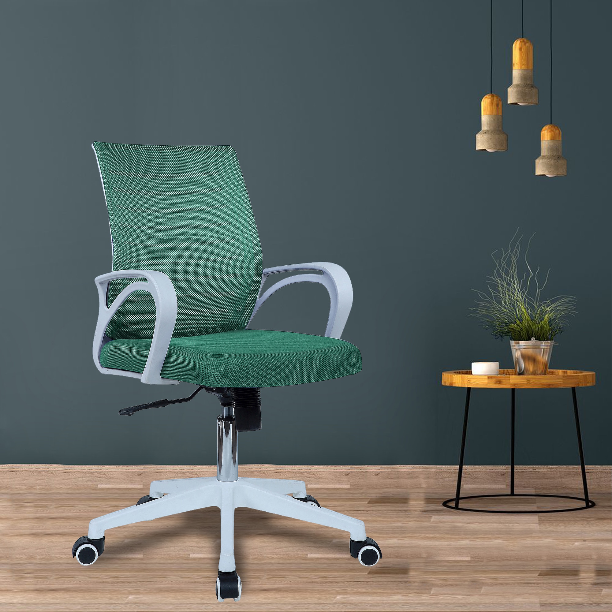 Mmarveal Mid Back Ergonomic Chair in Dark Green Colour