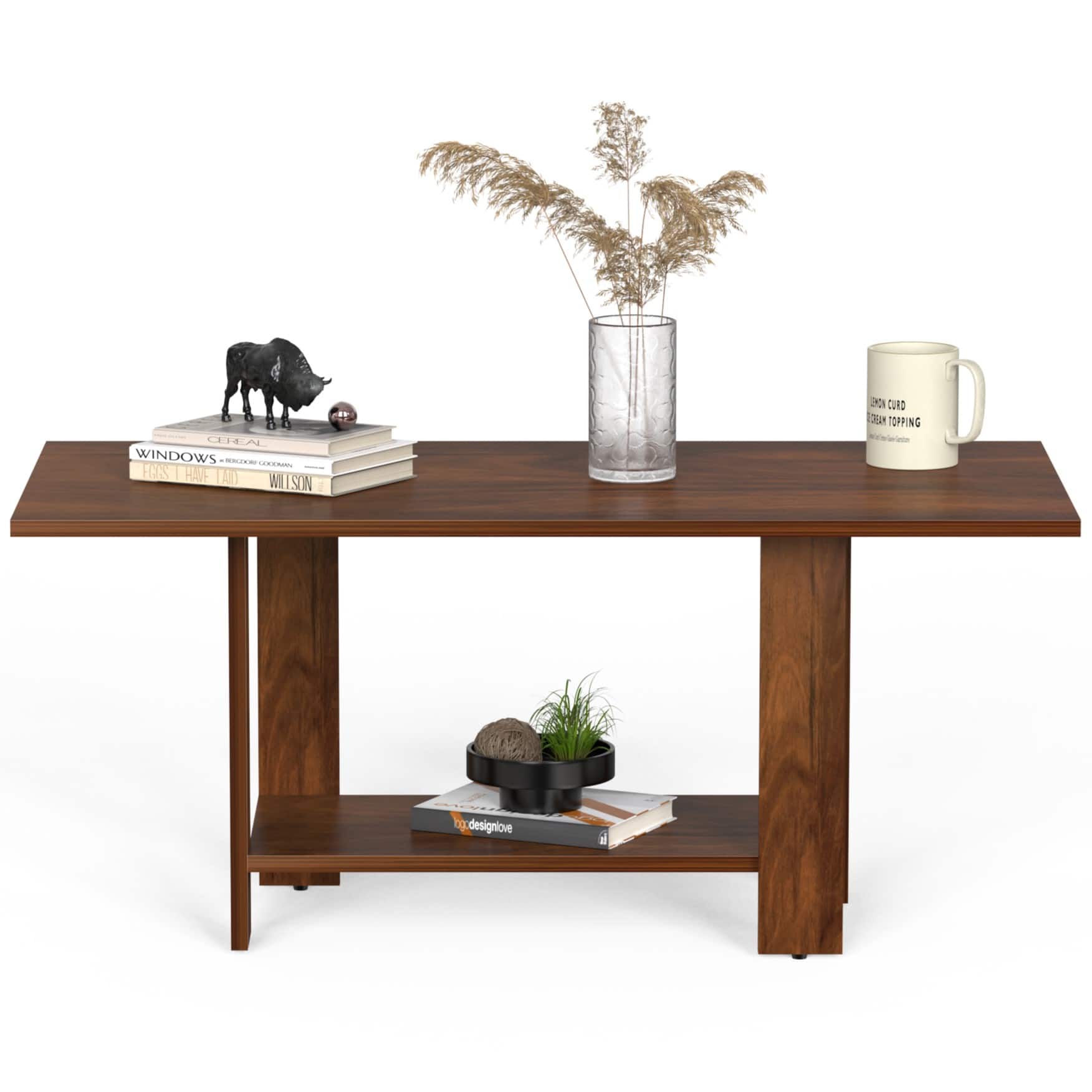 BLUEWUD Osnale Engineered Wood Rectangular Shape Coffee Center Sofa Tea/Teapoy Console Table for Sofa Set Living Room Home Hall (Brown Maple)