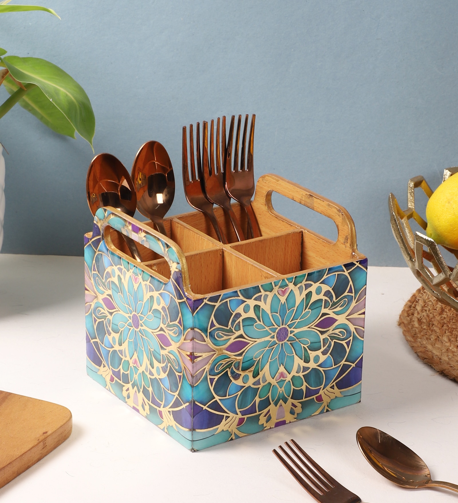 Floral Fantasy Spoon & Fork Holder (1 Piece) - ShreeJee Creations