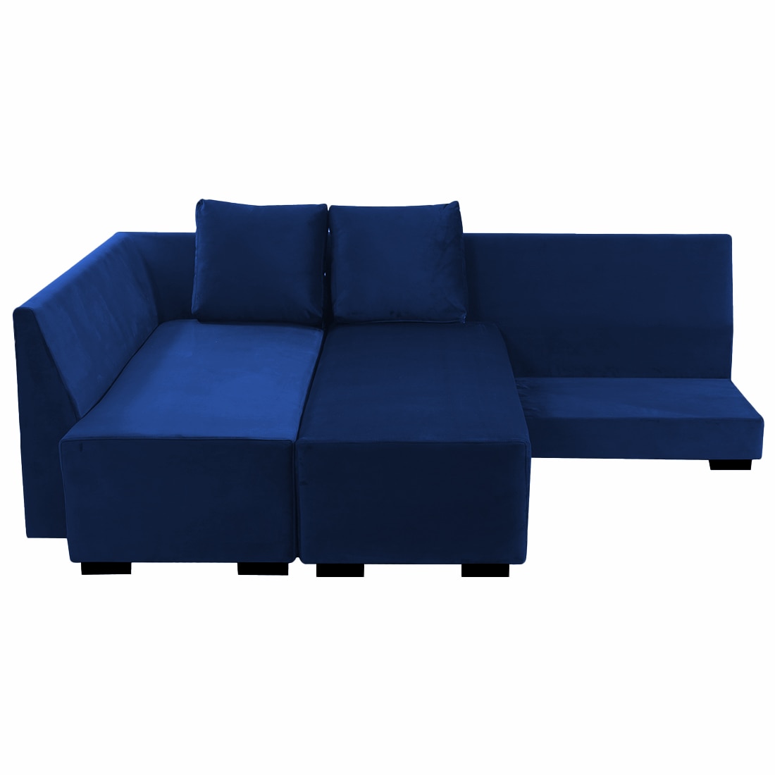 Melo 3 Seater Left Sectional Velvet Sofa Cum Bed in Navy Blue colour