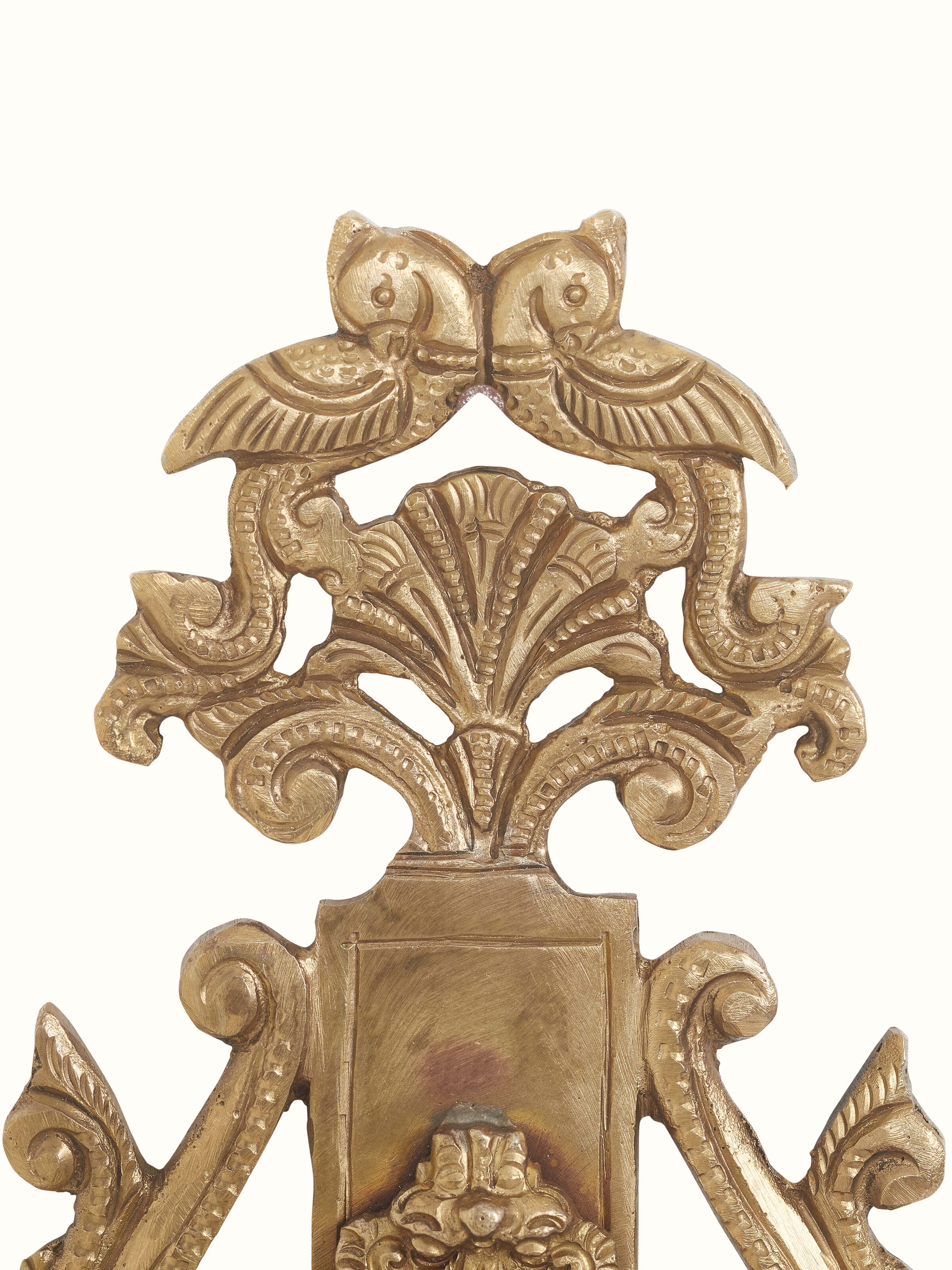 Top view of polished casting hanging diya, emphasizing its intricate patterns and polished surface.