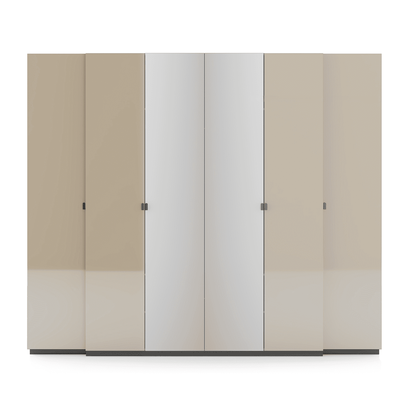 Naomi 6 Door Mirrored Wardrobe In High Gloss Beige Finish