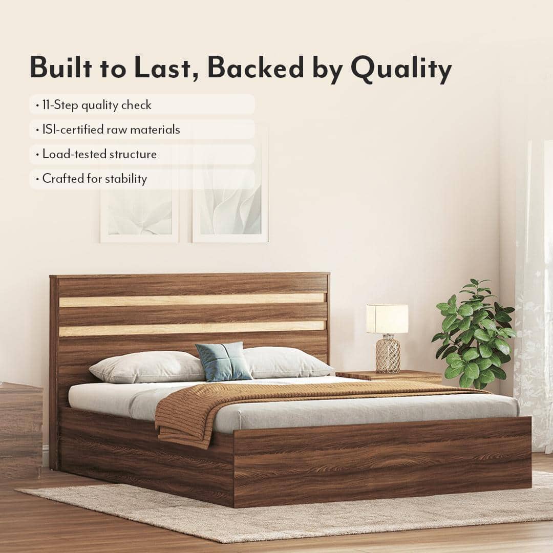 Rodrigues King Size Box Storage Bed in Rolex Brown Finish