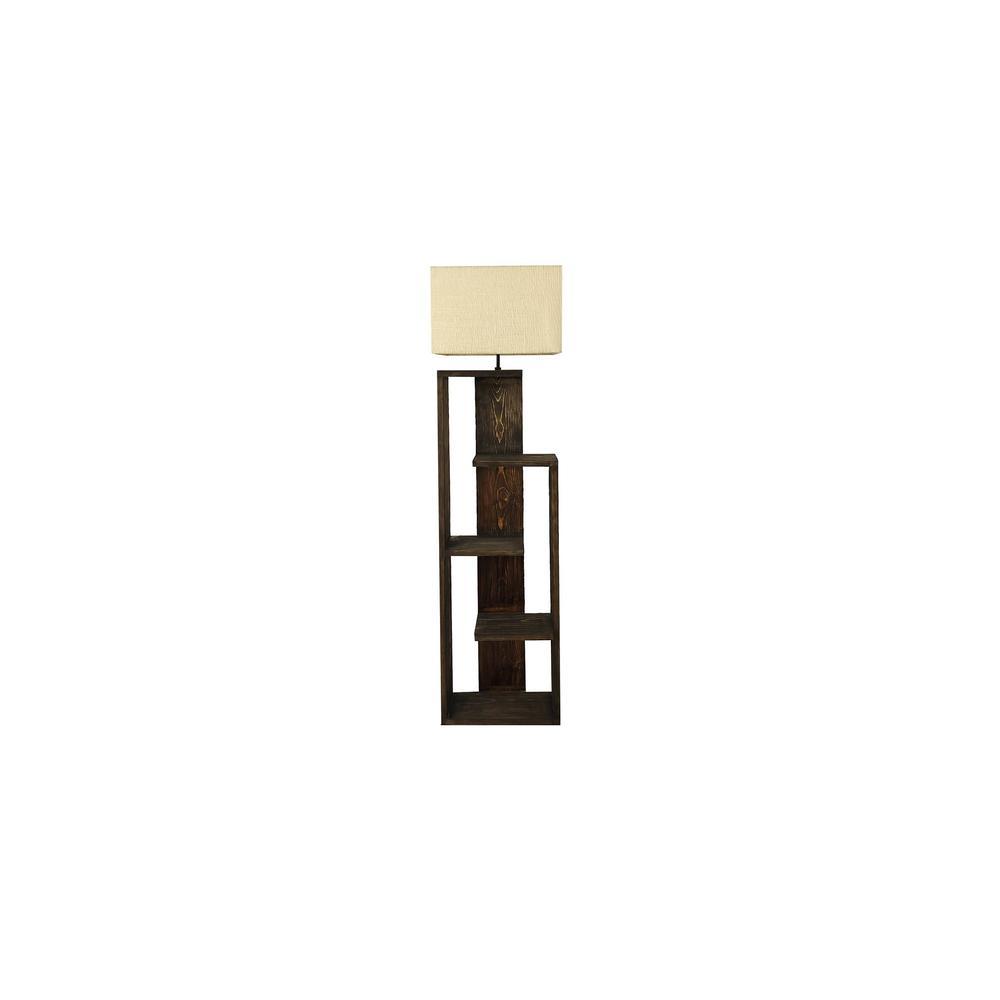Jordan Wooden Floor Lamp with Brown Base and Jute Fabric Lampshade