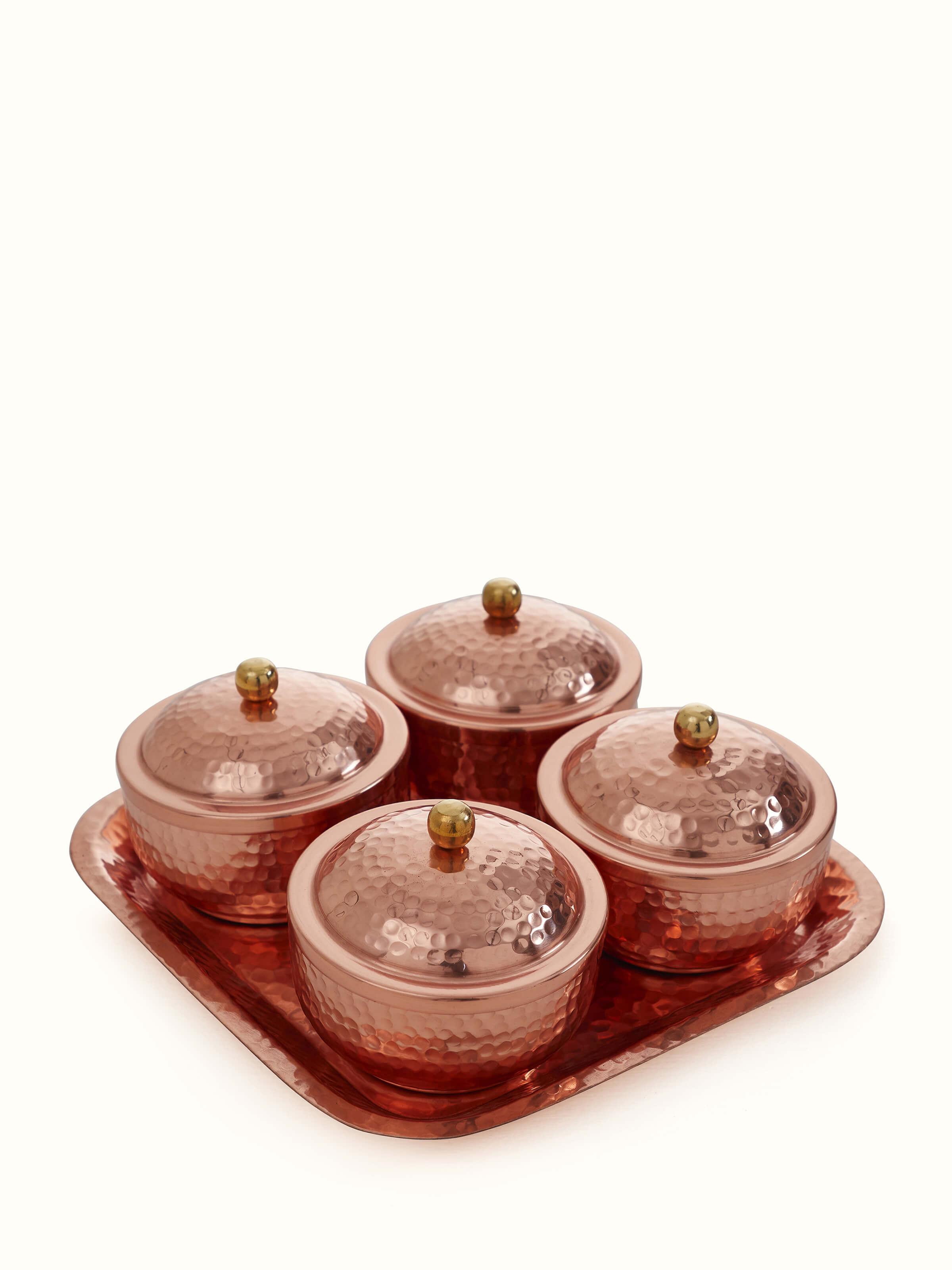 Copper Condiment Container Set (4 Pcs)