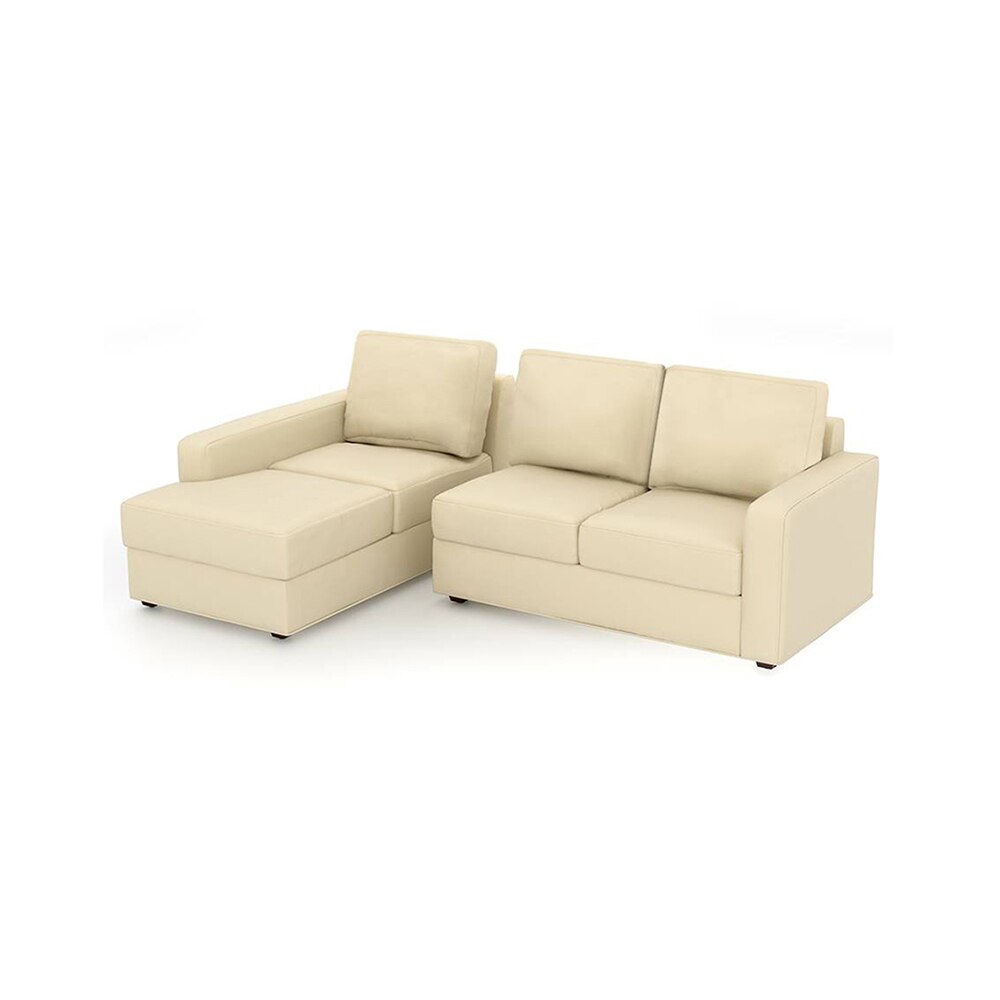 Apollo Leatherette Sectional Sofa (Colour : Cream, Cushion : Soft, Seating Capacity : Left Aligned 2 Seater + Left Aligned Chaise + Ottoman)