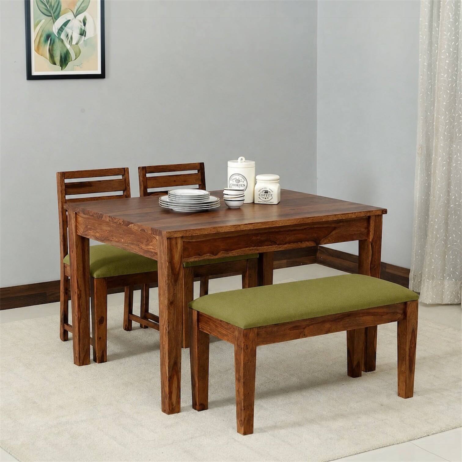Arbor 4 Seater Dining Set with Olive Green Cushioned Bench