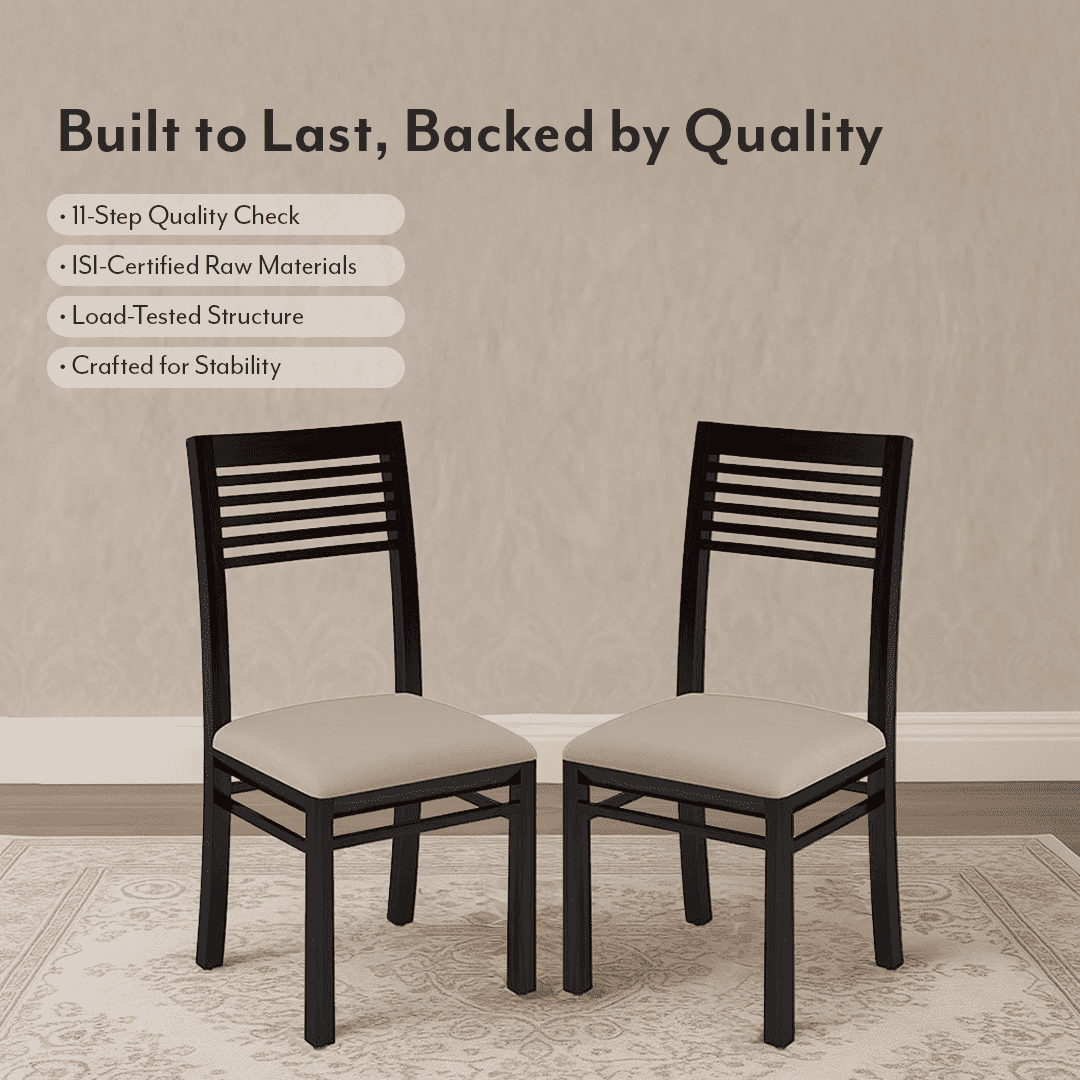Zella Solid Wood Dining Chair Set Of 2 In Mahogany Finish With Wheat Brown Fabric