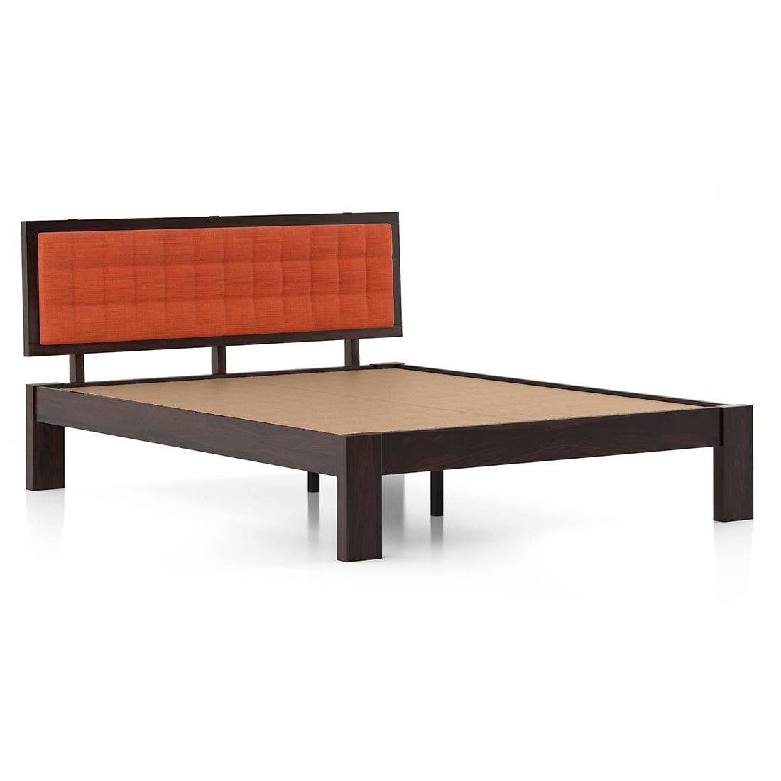Florence Bed Solid Wood Queen Size Bed In Mahogany Finish & Lava Colour