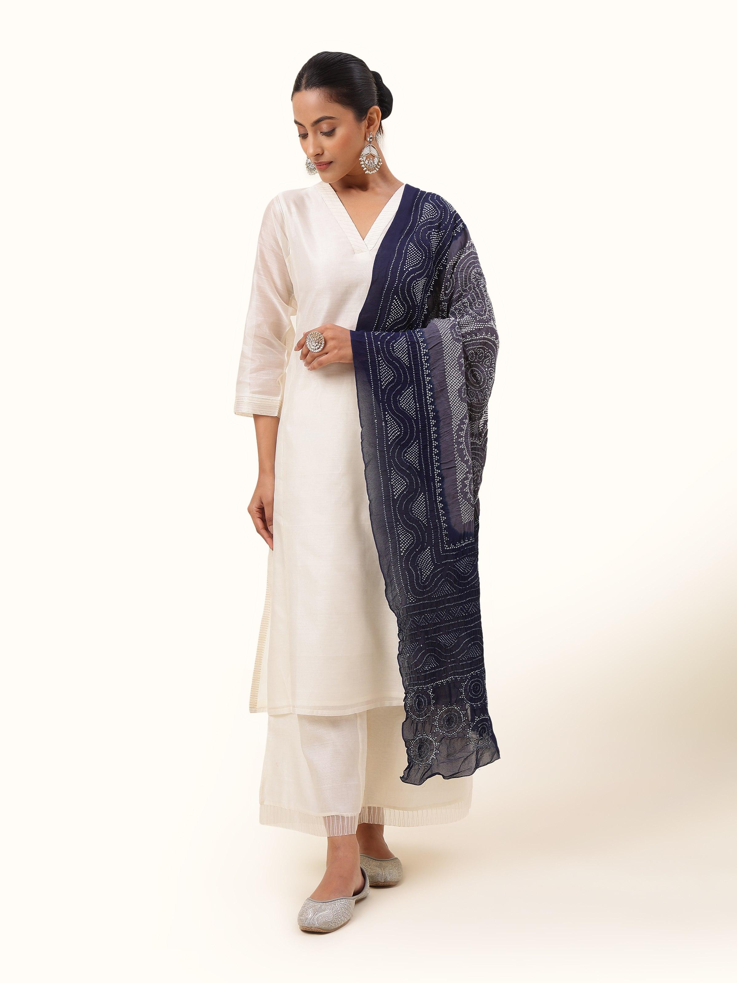 Blue Georgette Bandhani Tie & Dye Dupatta