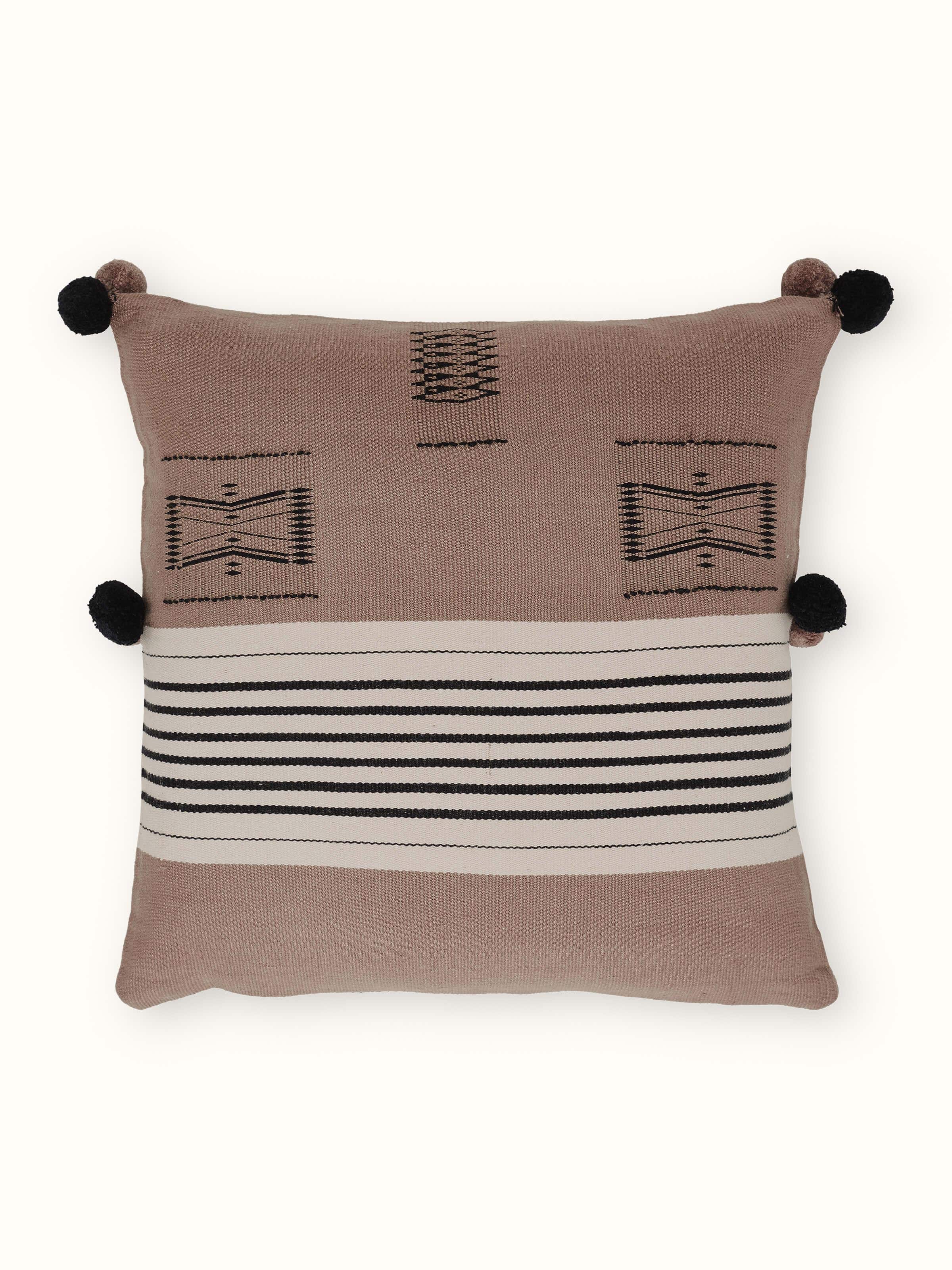 Ridhima Khaki Cotton Naga Handloom Cushion Cover