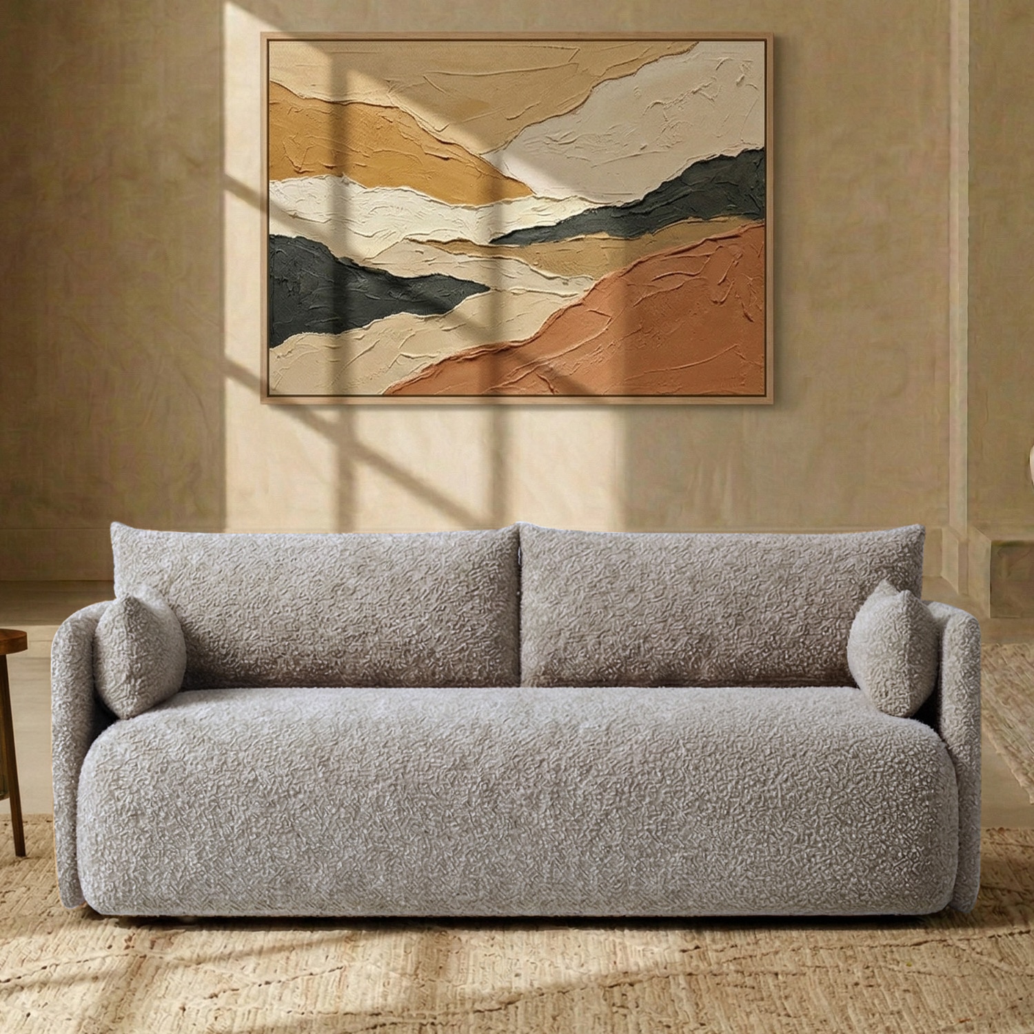 Cozychic Wood 3 Seater With Upholstery Non Storage Sofa In Grey Colour - Nestroots
