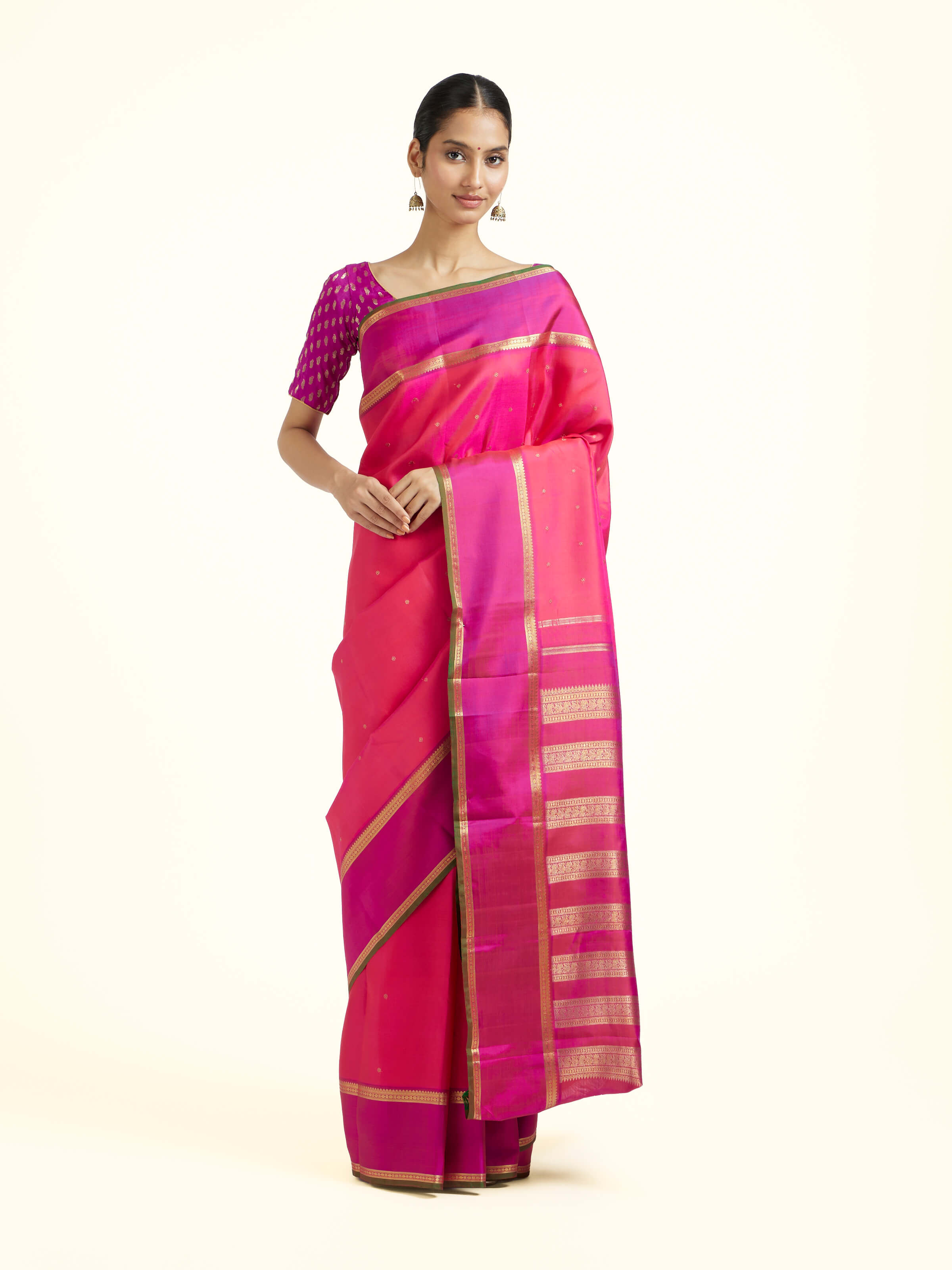 Pink Silk Kancheepuram Handloom Saree