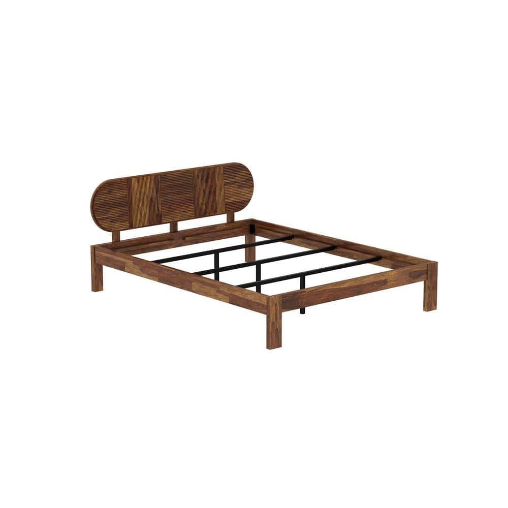 Woodwhiz Solid Wood Queen Size Non Storage Bed In Provincial Teak Finish
