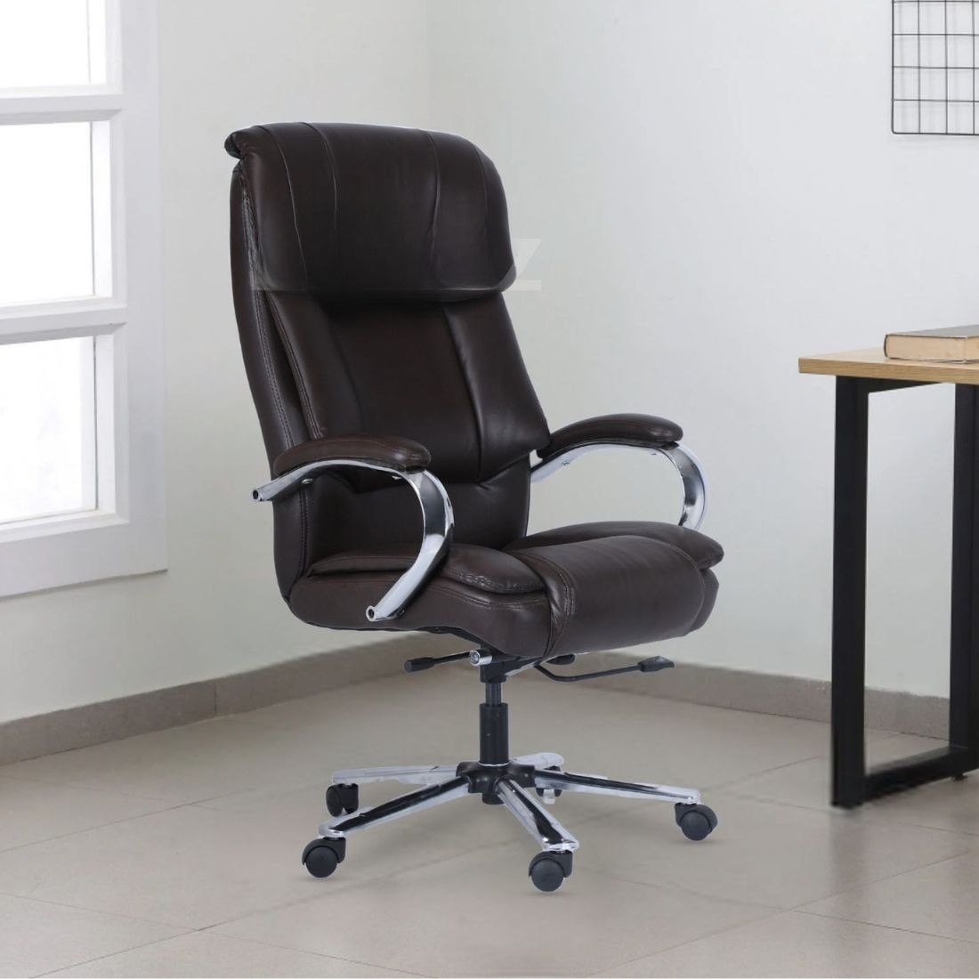 Ettorez Gloster High Back Leatherette Office Chair In Brown Colour - Ettorez Office Furniture