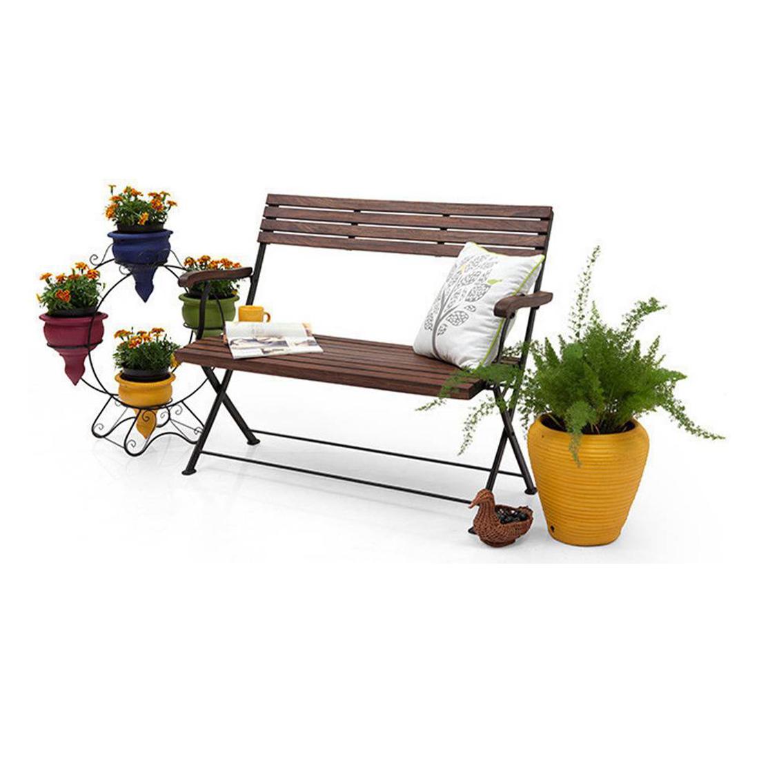 Masai Solid Wood Bench In Dark Teak Finish