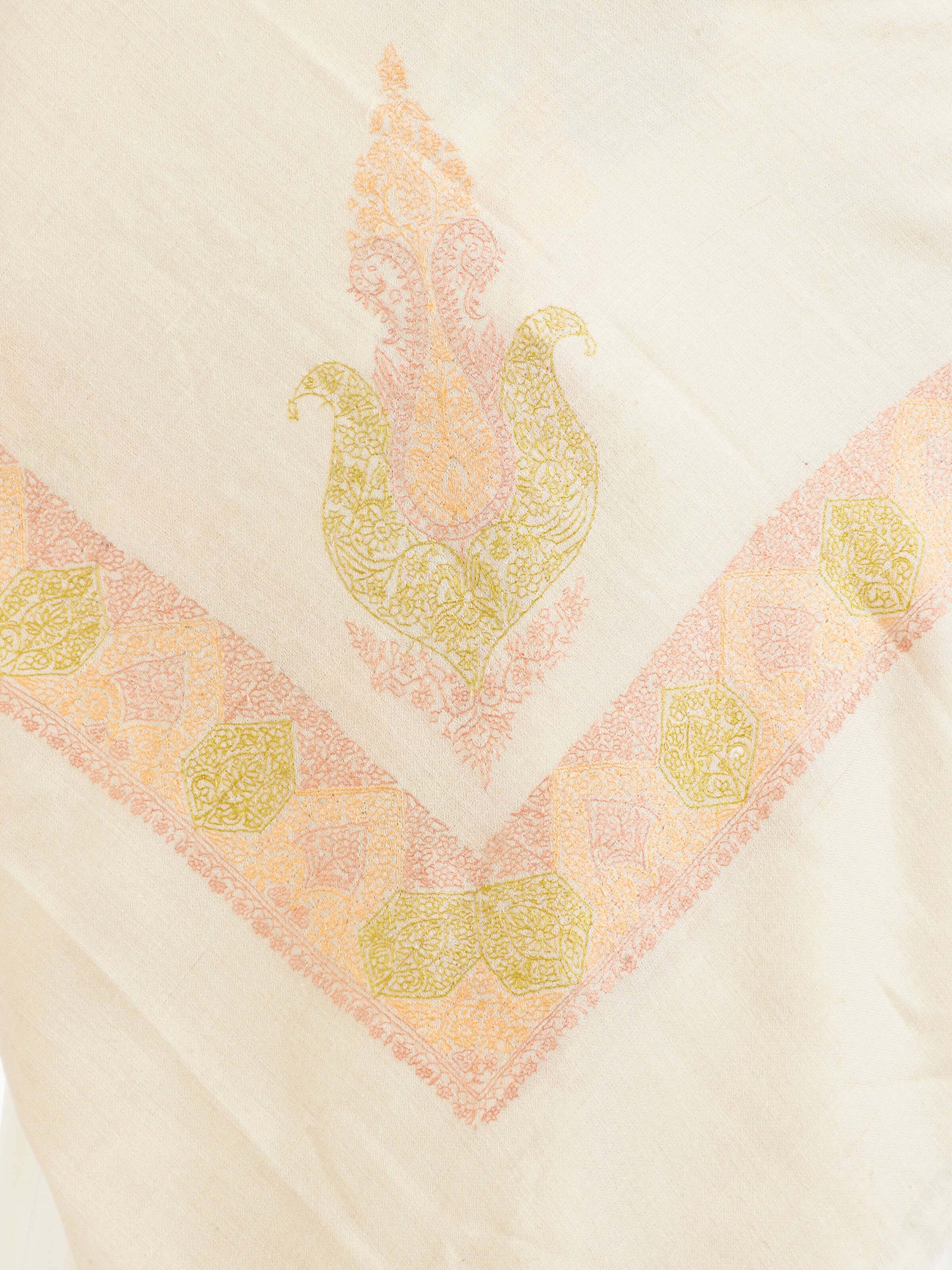 Cream Sozni Hand Embroidered Scarf