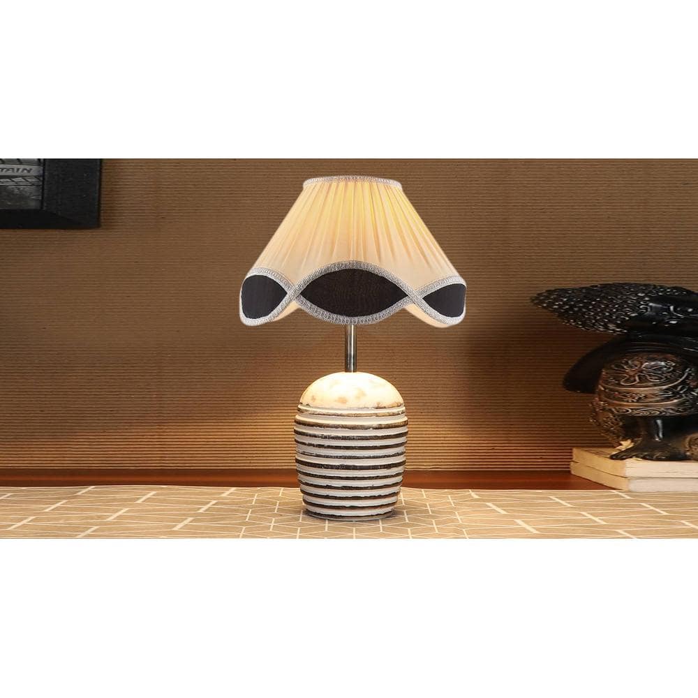 Vintage cotton Multicolor with White Brushed Wood Table Lamp