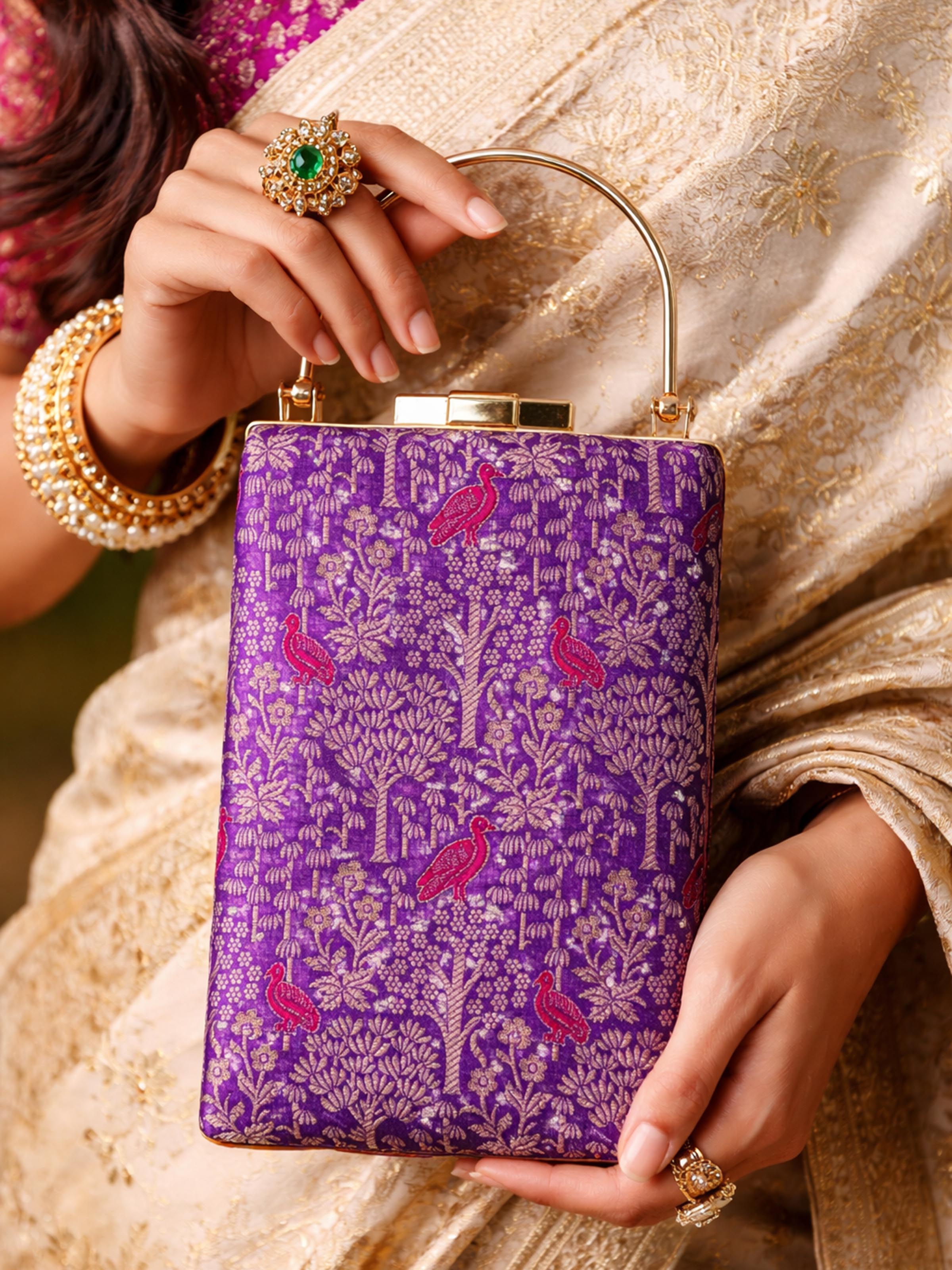 Purple Handwoven Brocade Handbag