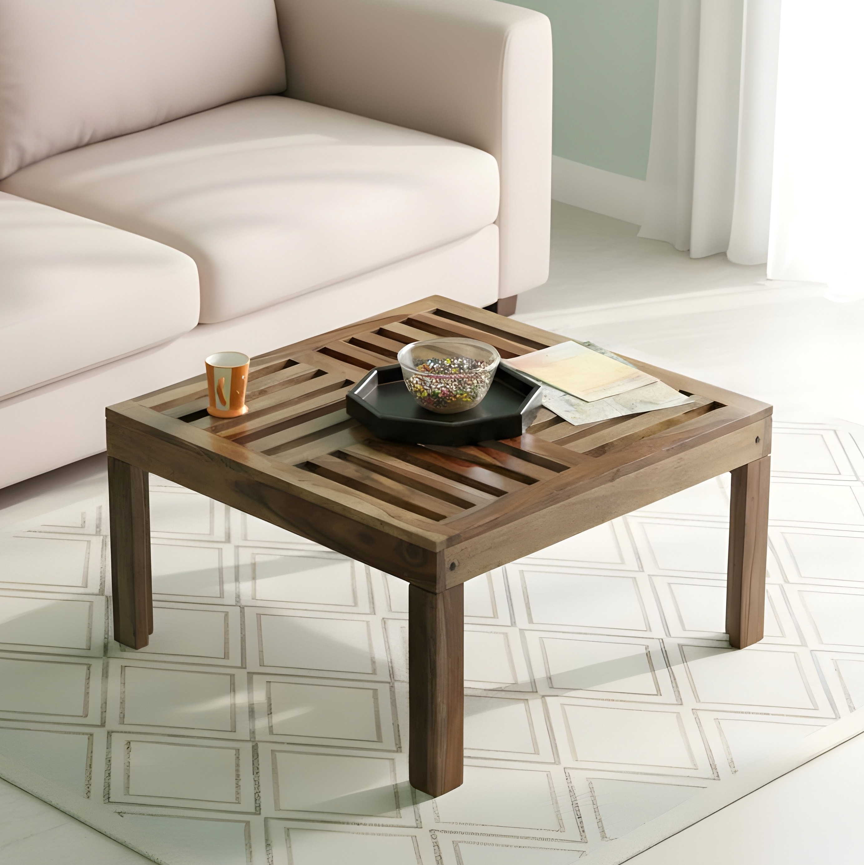 Sydney Sheesham Wood Coffee Table In Teak Finish