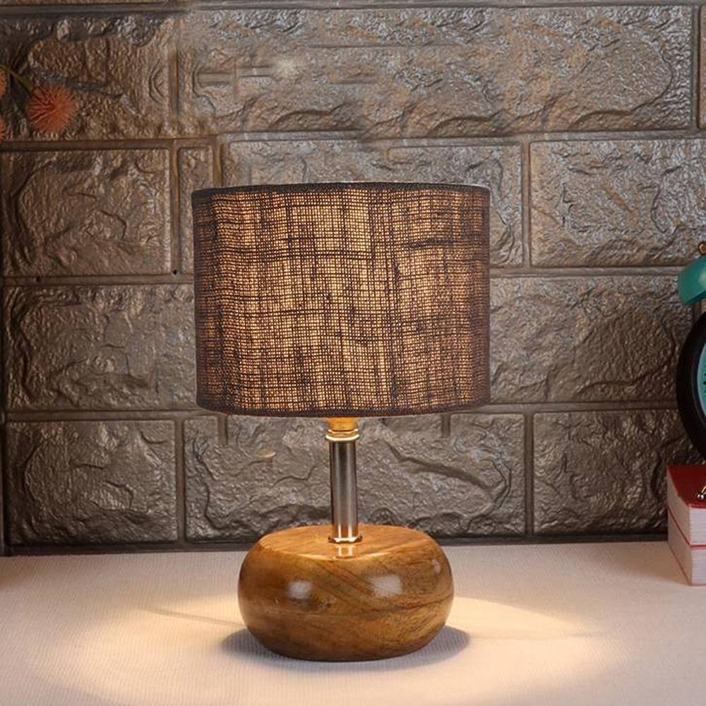 Sara Grey jute & solid wood table lamp