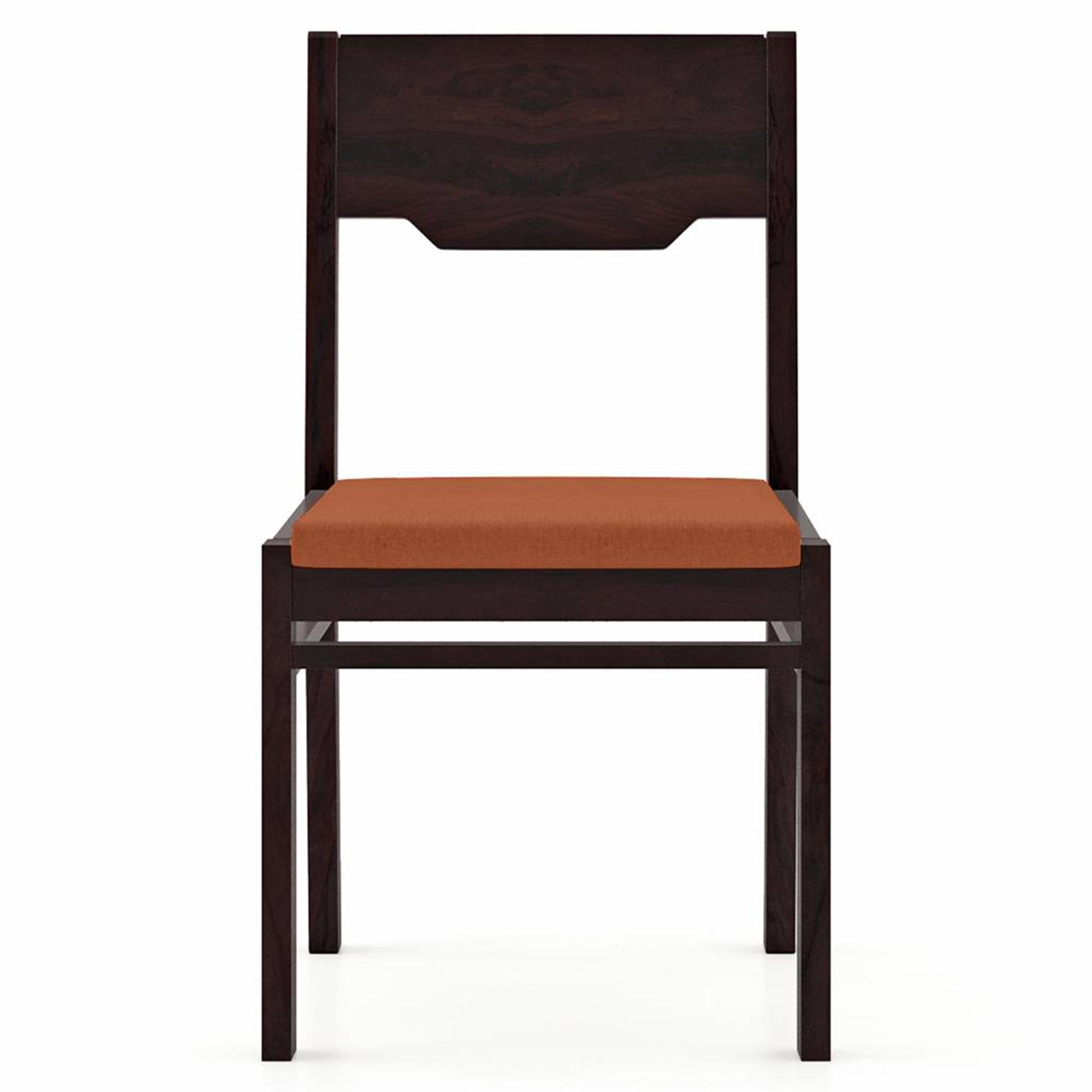 Kerry Dining Chairs Set Of 2 In Mahogany Finish With Burnt Orange Fabric Colour