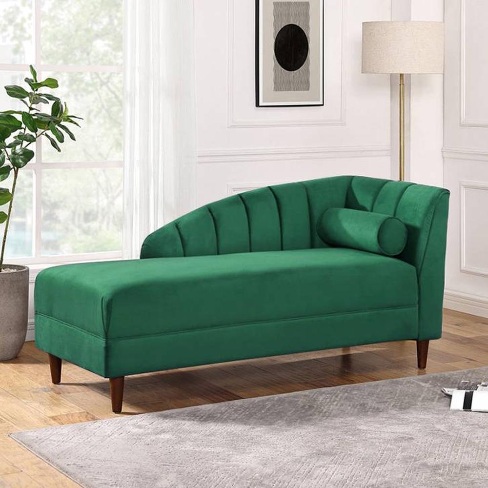 Korslund Velvet Chaise Lounger in Green Colour - Home Lifestylez