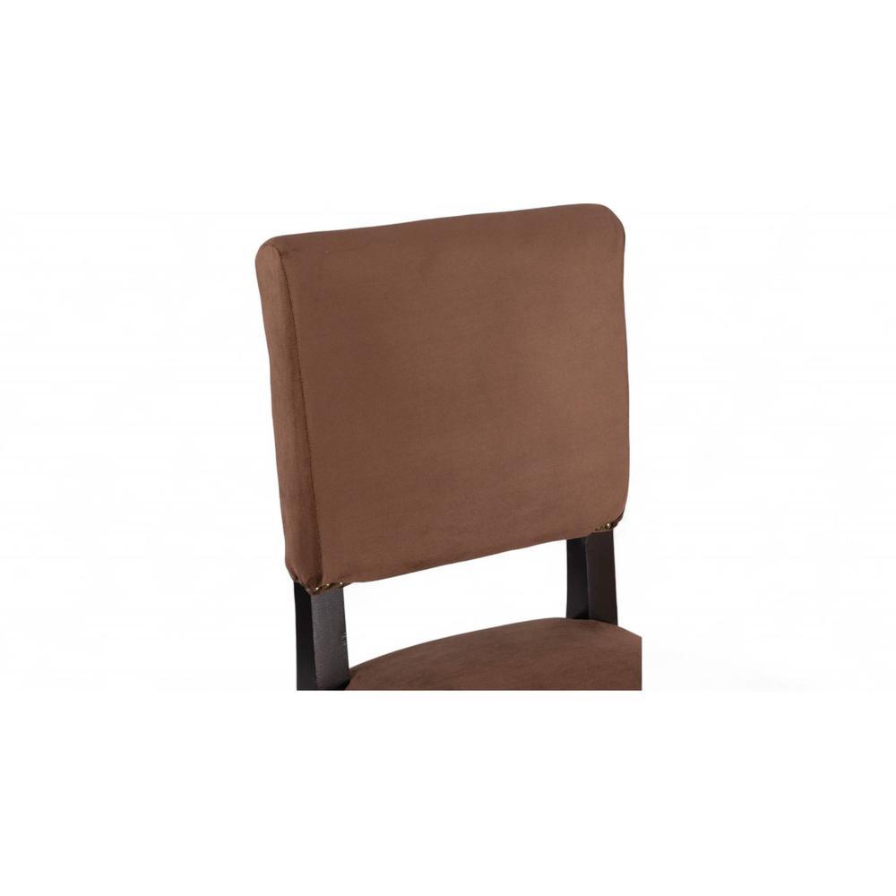 Newport wood Dining Chair in Taupe Brown Velvet Upholstery with MAHAGONY FINISH