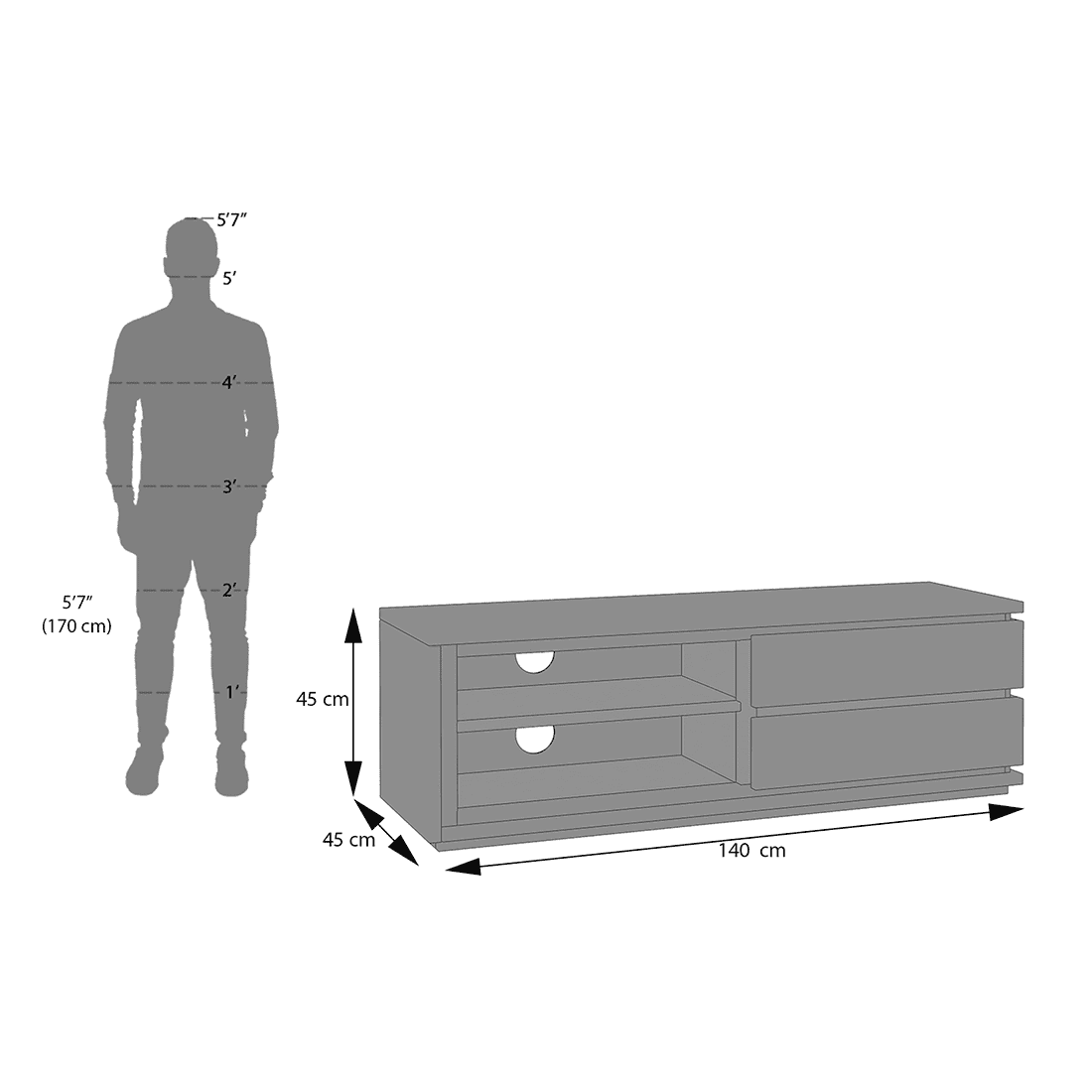 Vector Solid Wood TV Unit in American Walnut